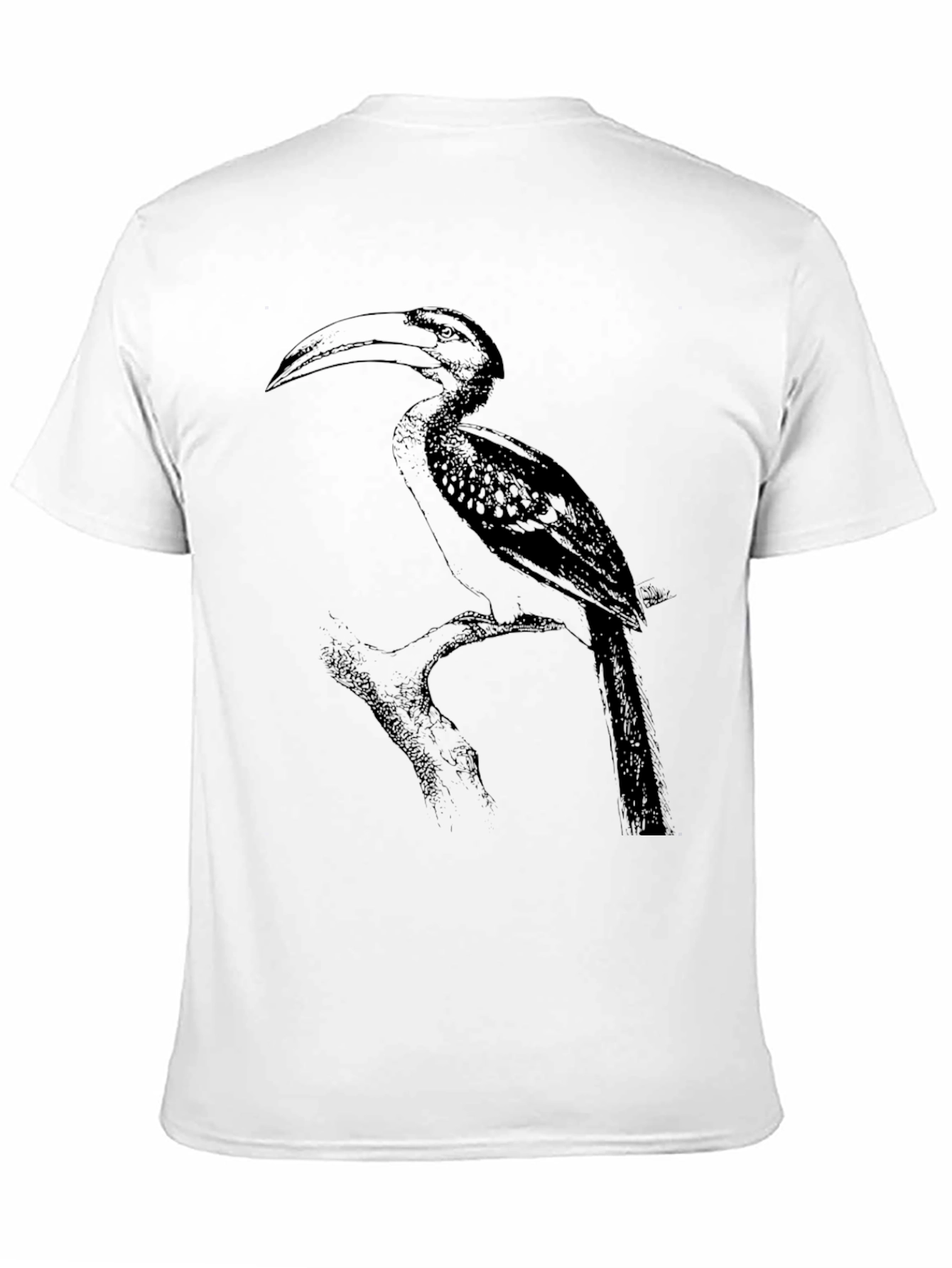Hornbill Bird Print Black T-Shirt