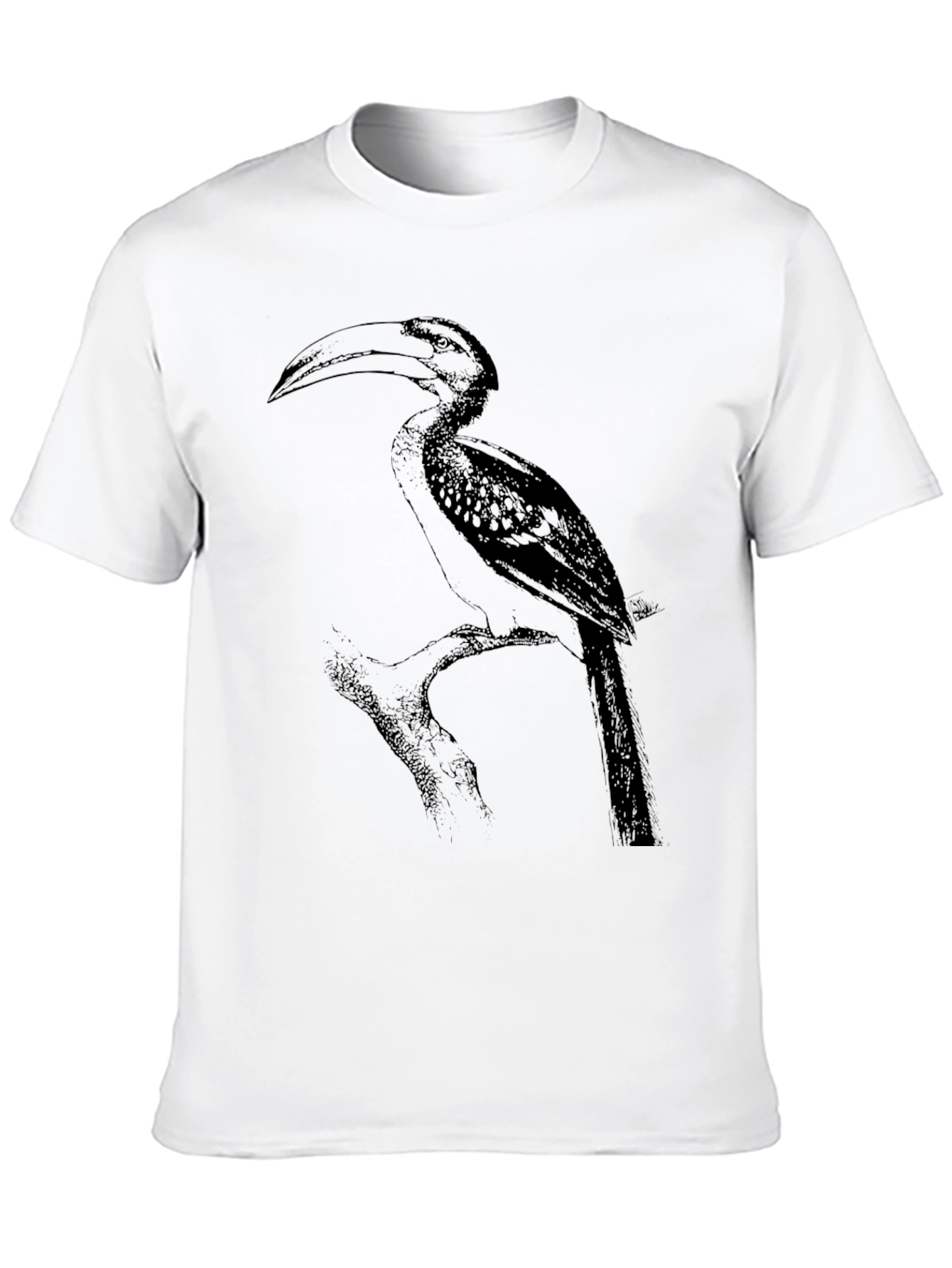 Hornbill Bird Print Black T-Shirt