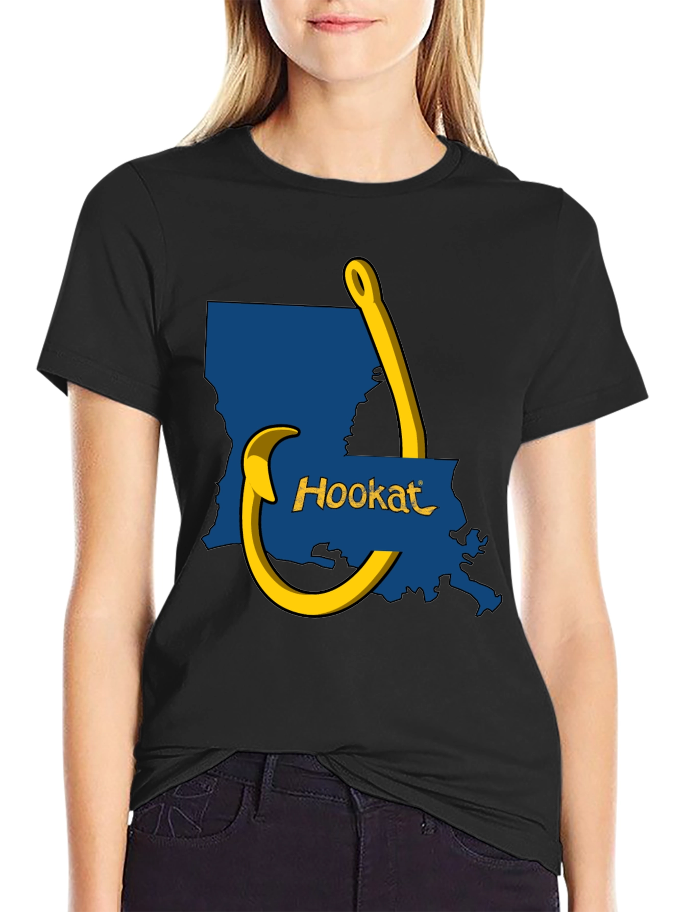 Hookat Louisiana Graphic Tee - Black Cotton T-Shirt