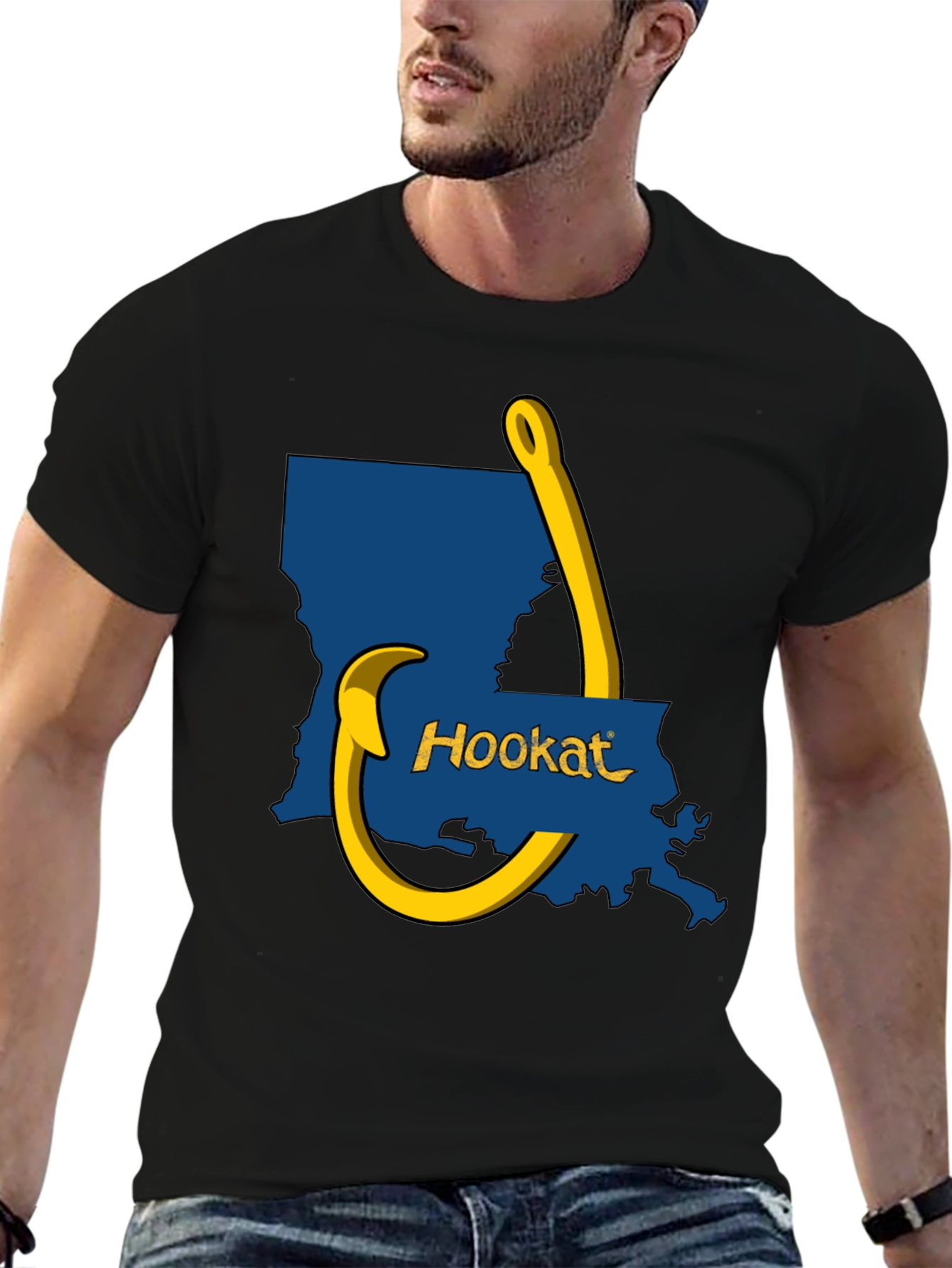 Hookat Louisiana Graphic Tee - Black Cotton T-Shirt