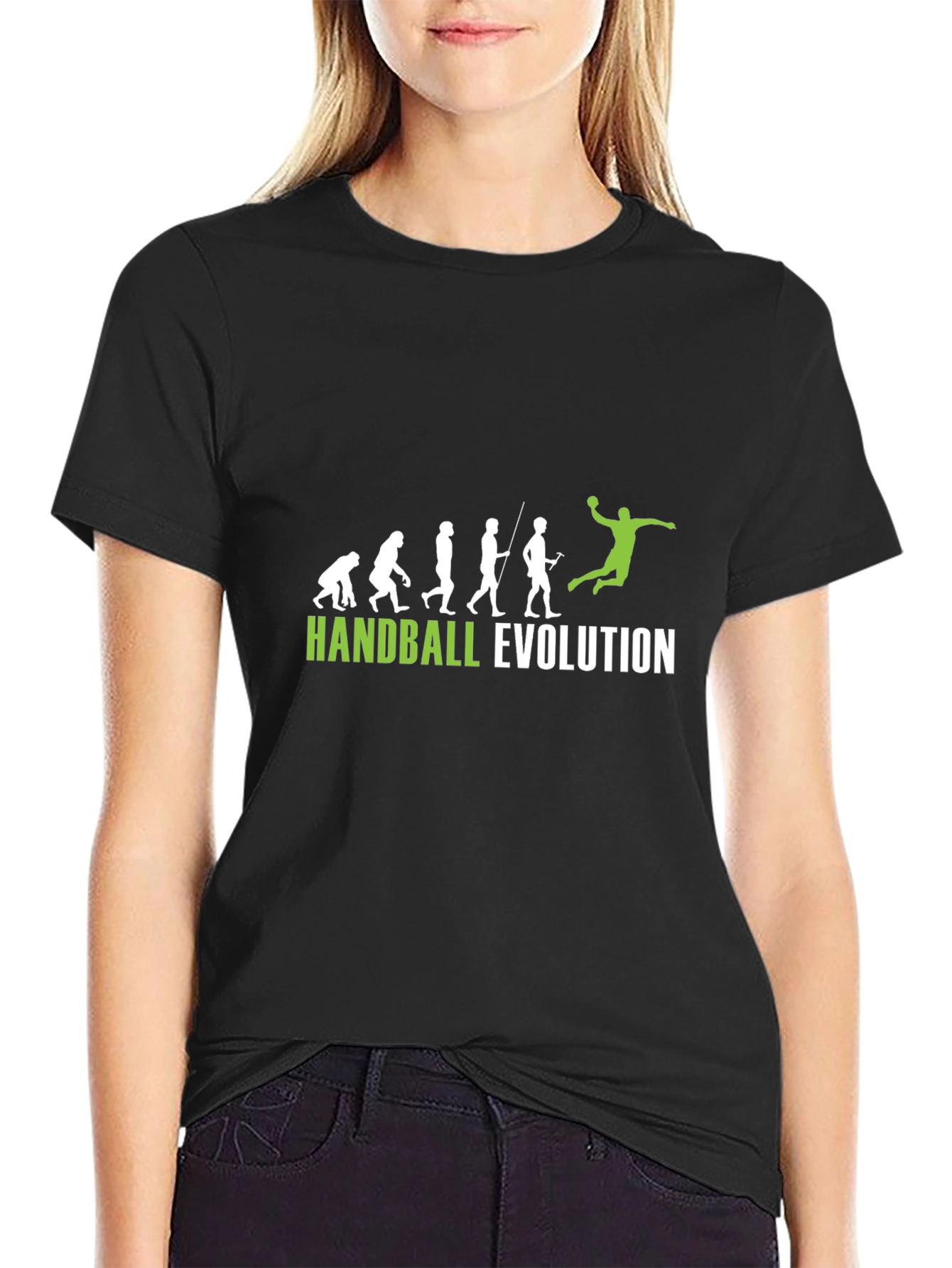 Handball Evolution Graphic Tee - Black Cotton T-Shirt