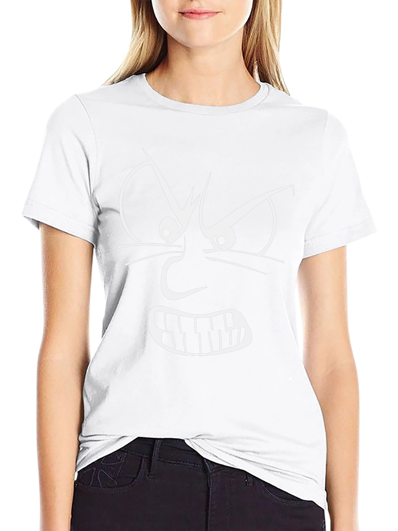 Angry Face Graphic Tee - Black Cotton T-Shirt