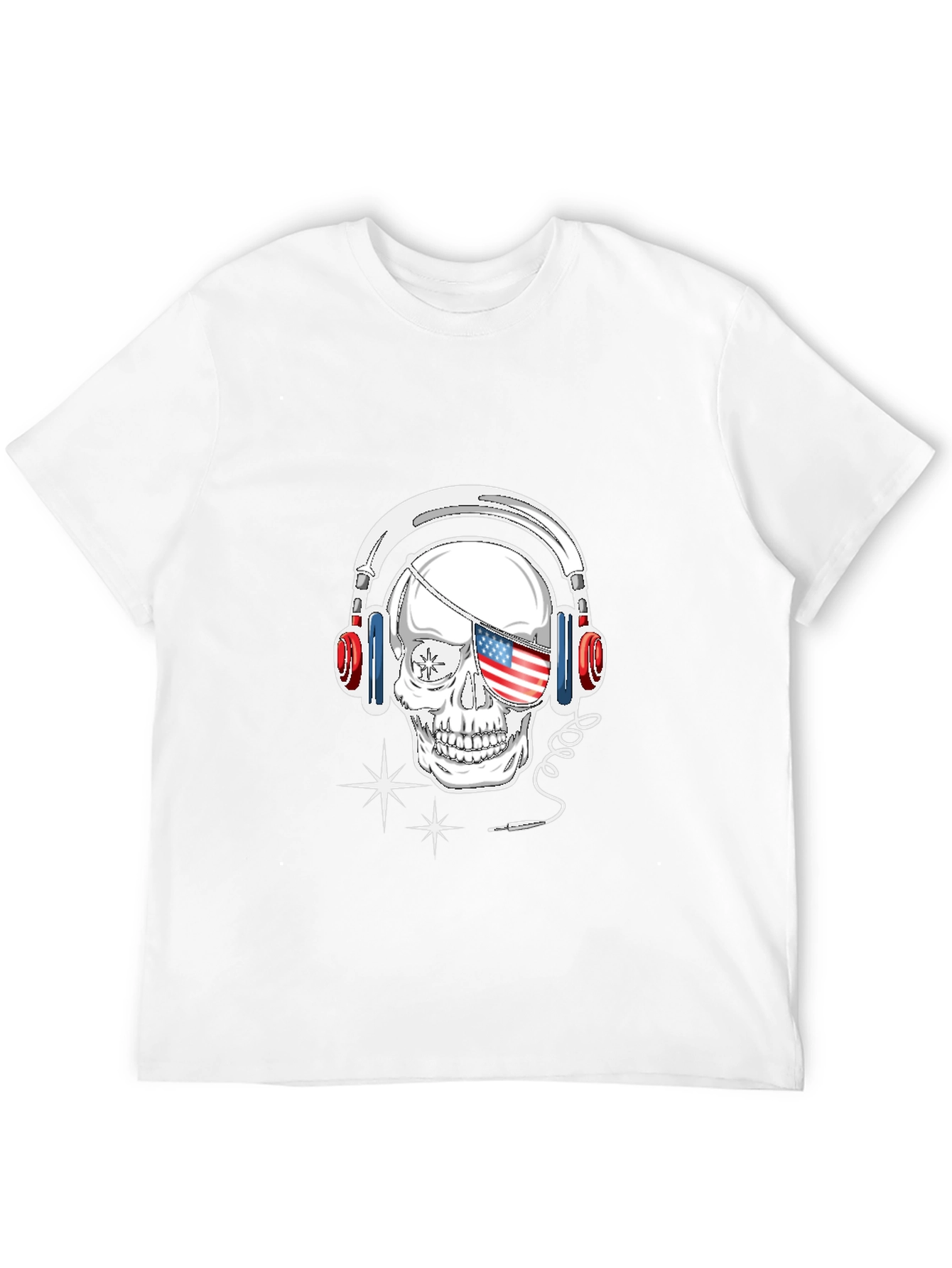 Skull Headphone T-Shirt - Patriotic Design