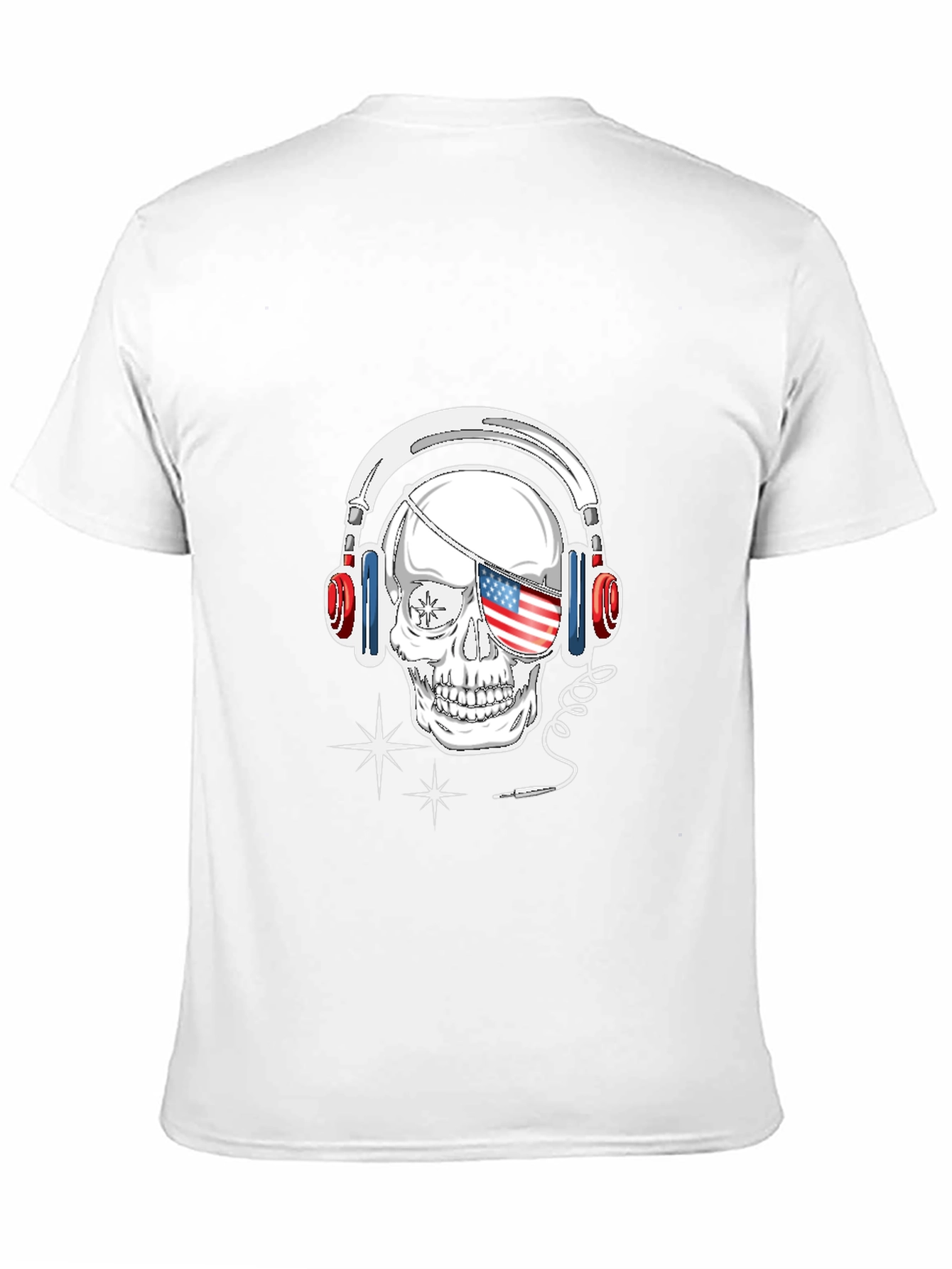 Skull Headphone T-Shirt - Patriotic Design