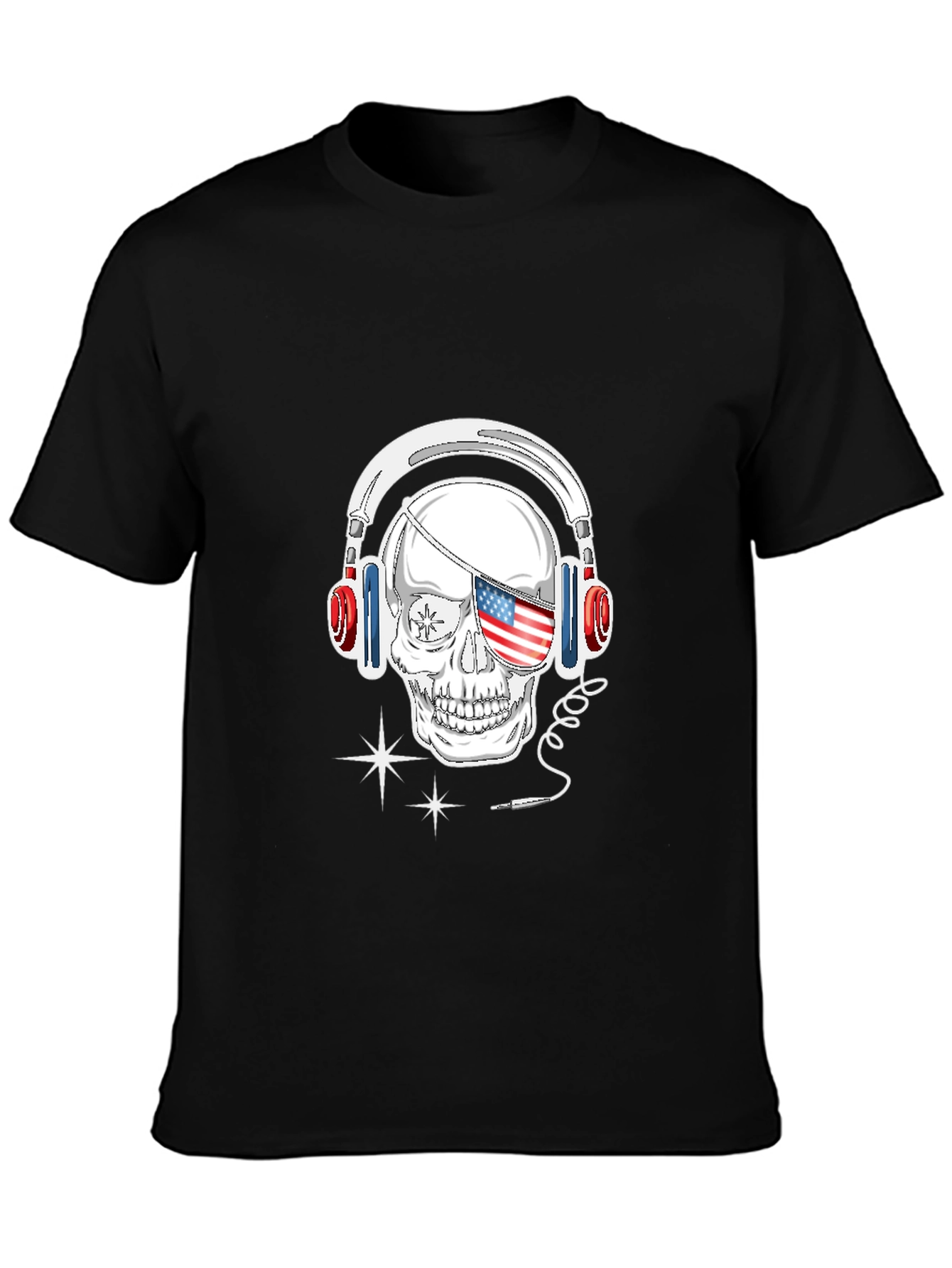 Skull Headphone T-Shirt - Patriotic Design