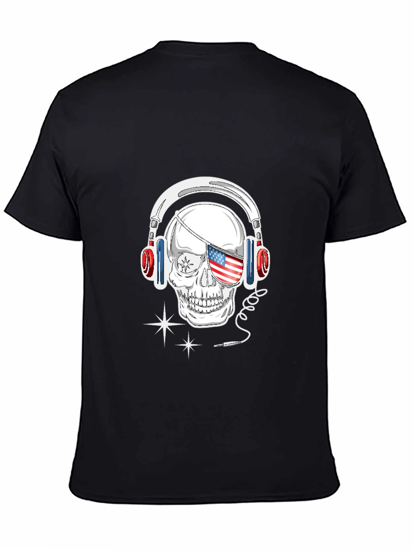 Skull Headphone T-Shirt - Patriotic Design