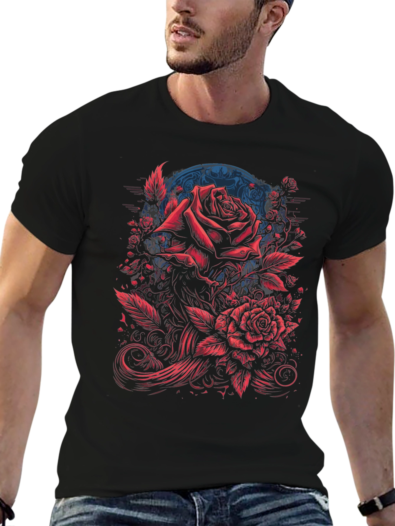 Rose Graphic Black T-Shirt