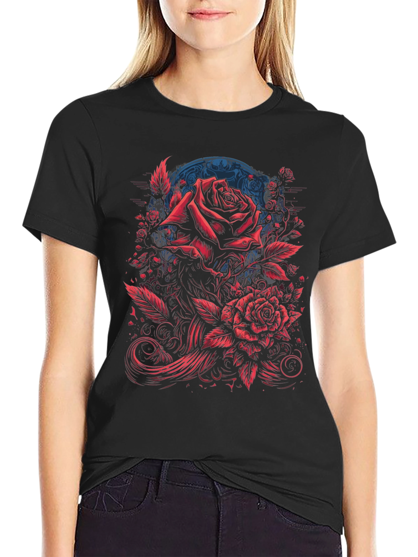 Rose Graphic Black T-Shirt