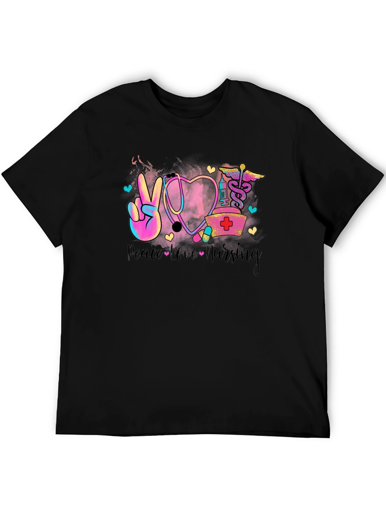 Peace Love Nursing T-Shirt - Black