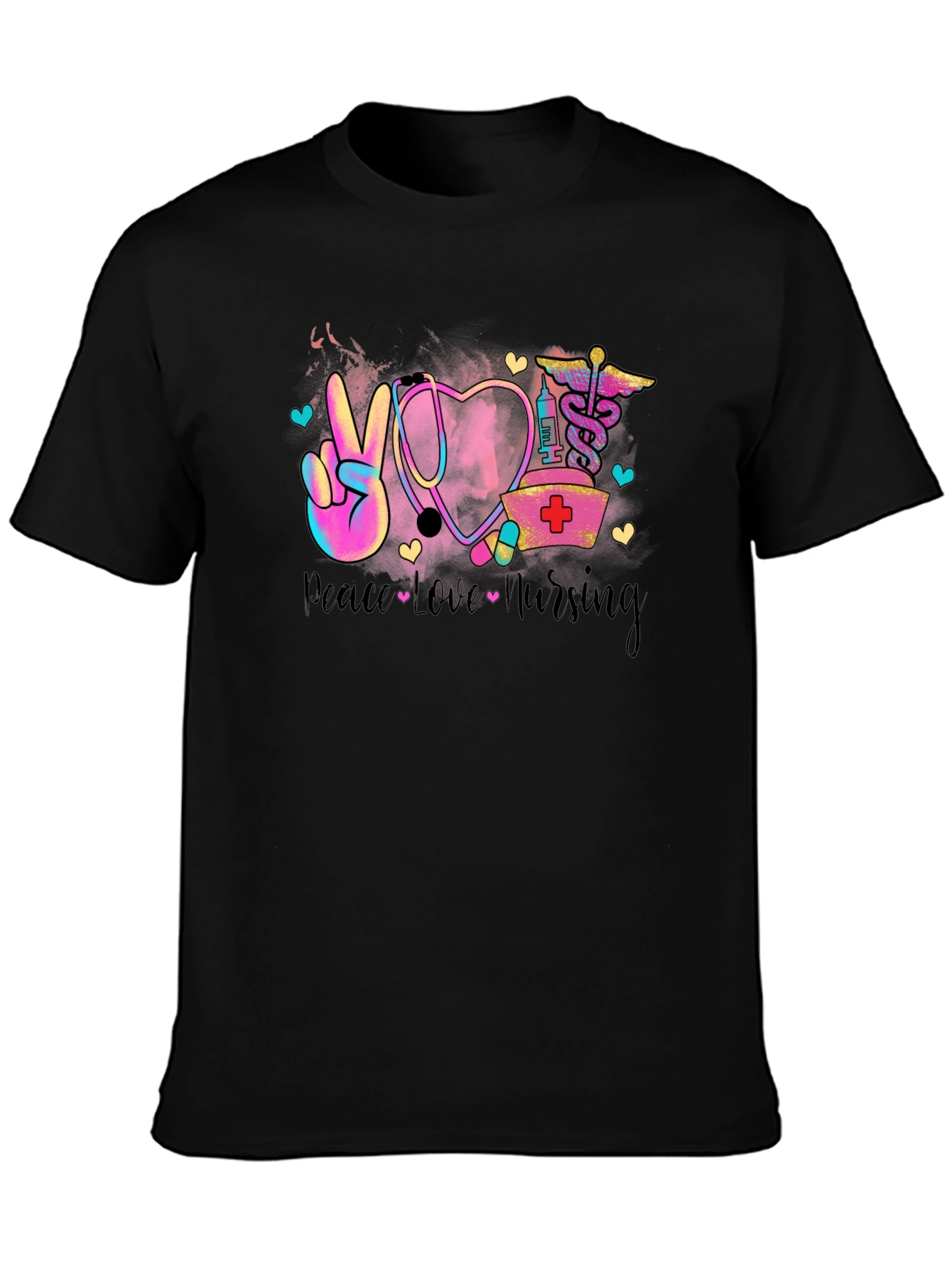 Peace Love Nursing T-Shirt - Black