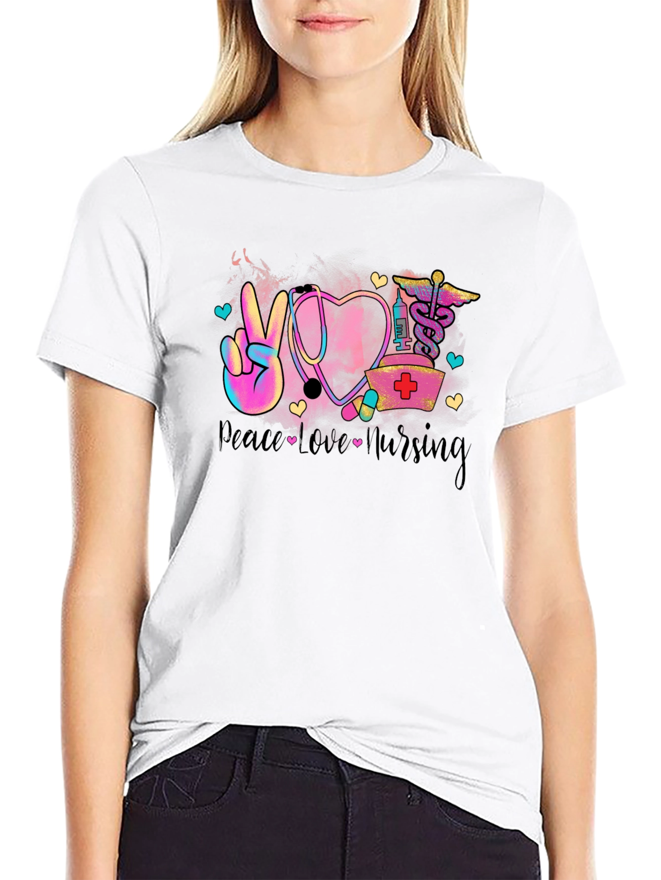 Peace Love Nursing T-Shirt - Black