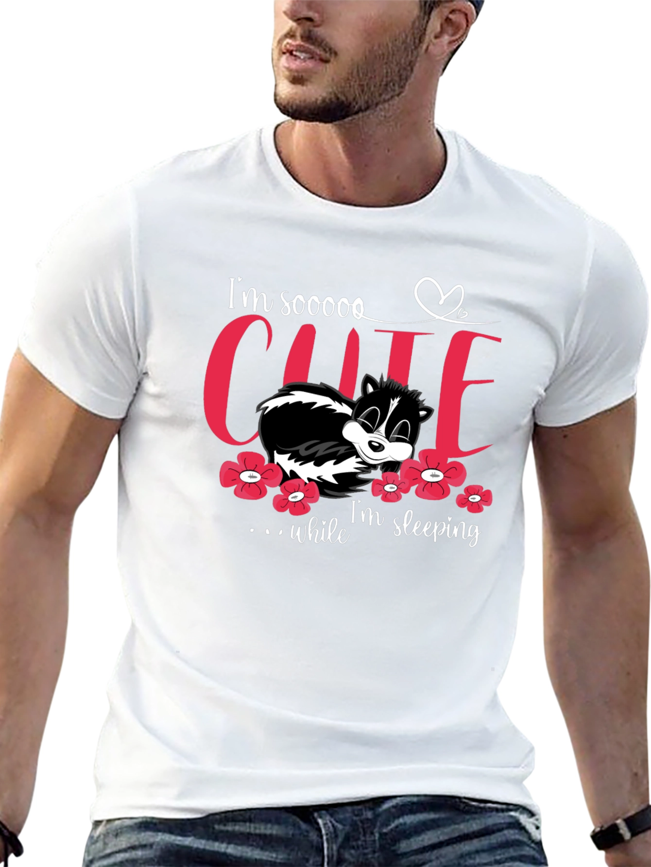 Cute Sleeping Skunk T-Shirt - Unisex Black Tee