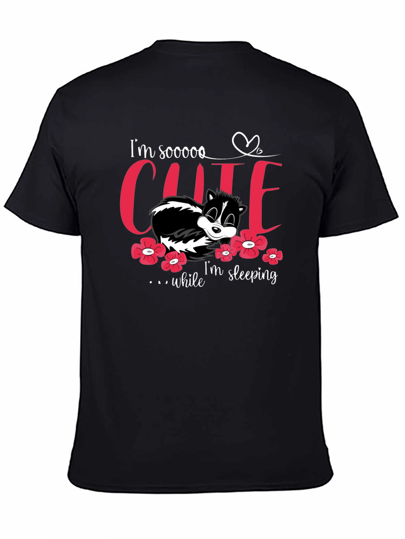 Cute Sleeping Skunk T-Shirt - Unisex Black Tee