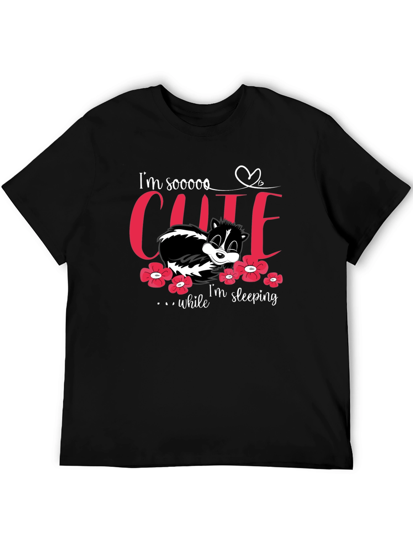 Cute Sleeping Skunk T-Shirt - Unisex Black Tee