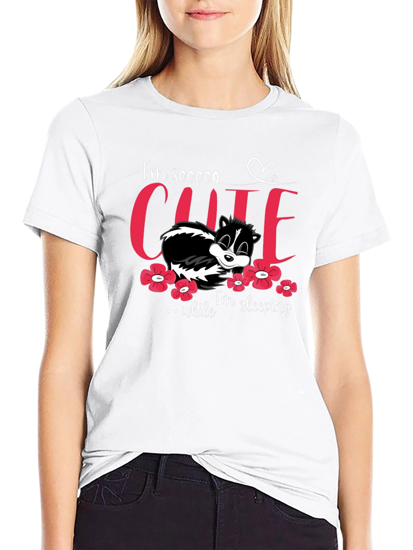 Cute Sleeping Skunk T-Shirt - Unisex Black Tee