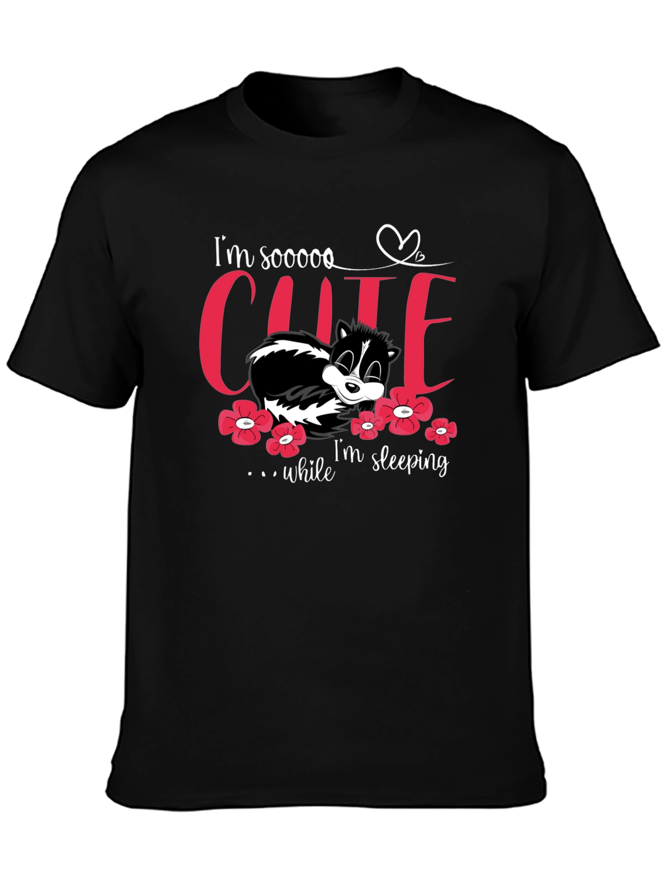 Cute Sleeping Skunk T-Shirt - Unisex Black Tee