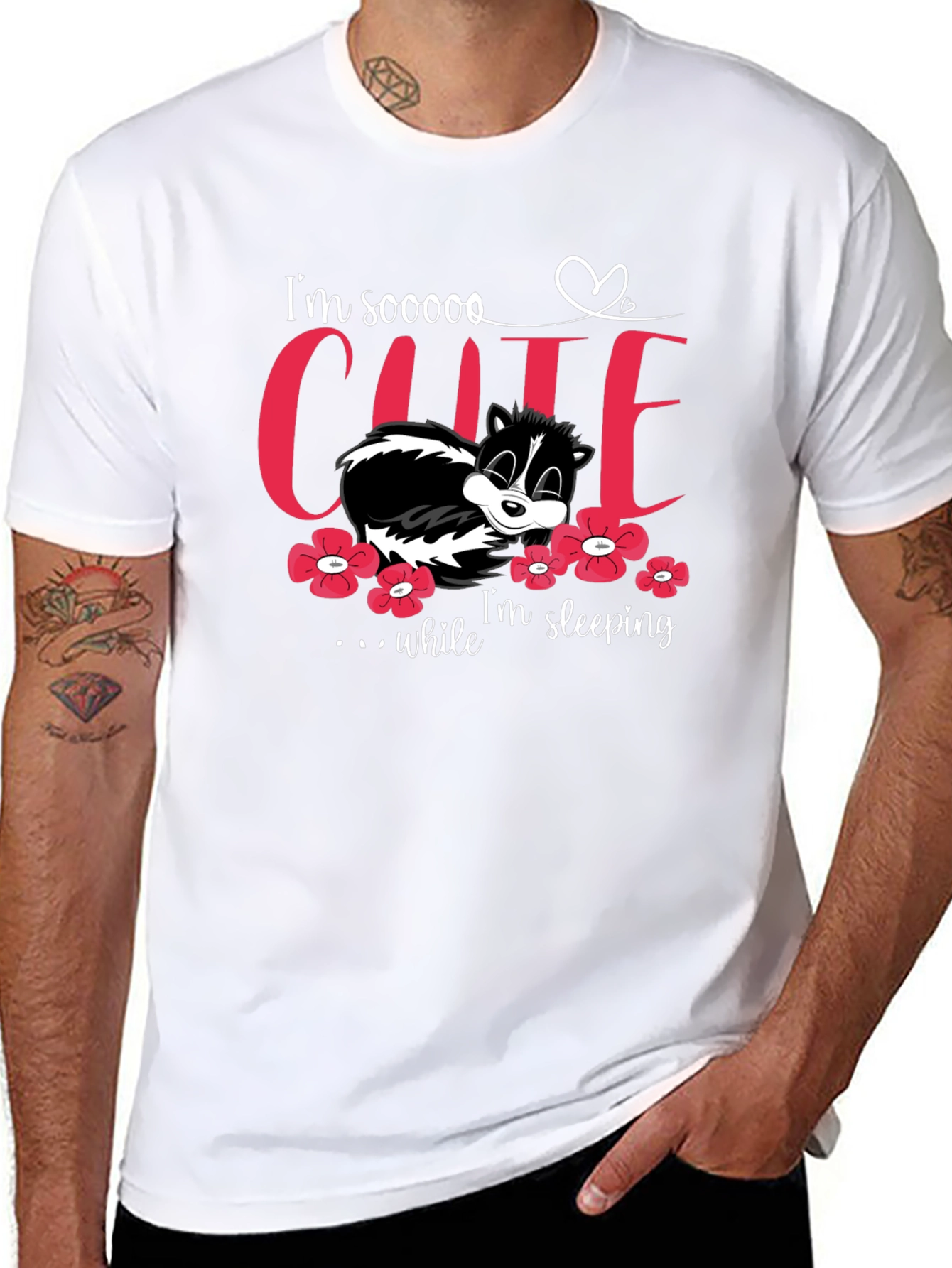 Cute Sleeping Skunk T-Shirt - Unisex Black Tee