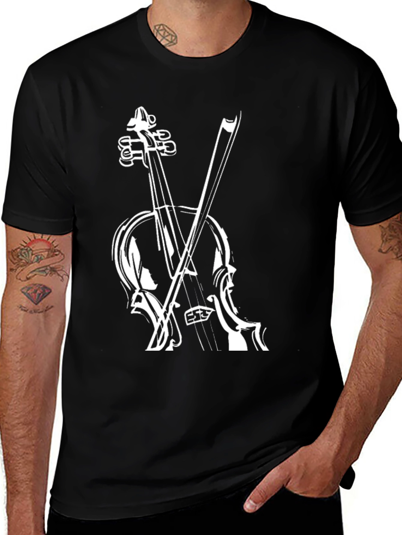 Violin Graphic Black T-Shirt
