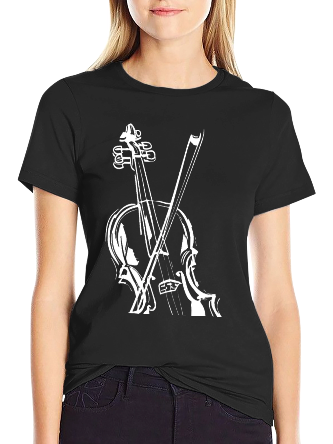 Violin Graphic Black T-Shirt