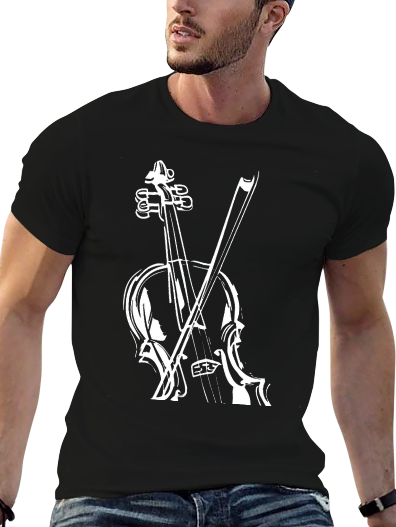 Violin Graphic Black T-Shirt
