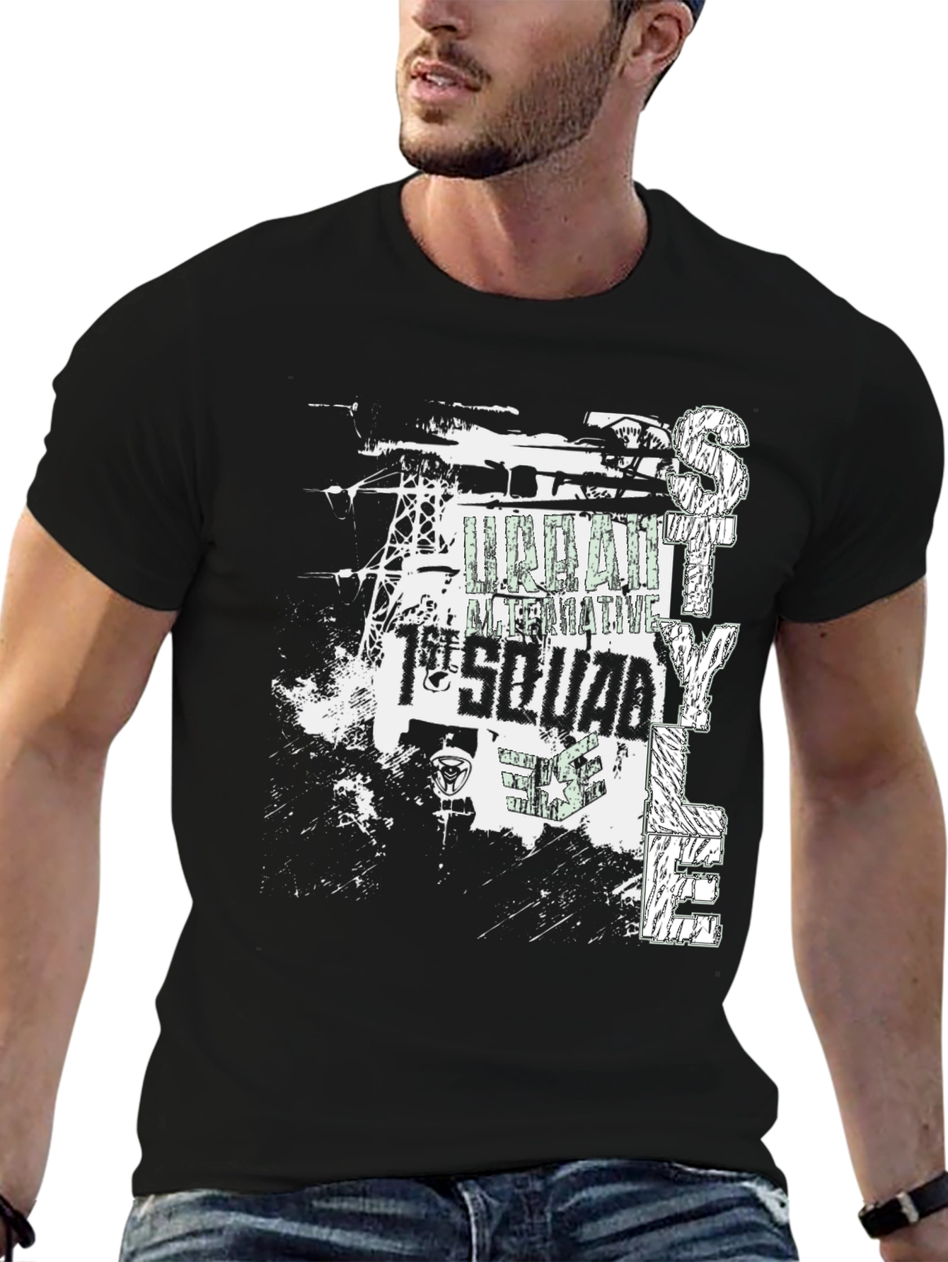 Urban Style Black Graphic Tee