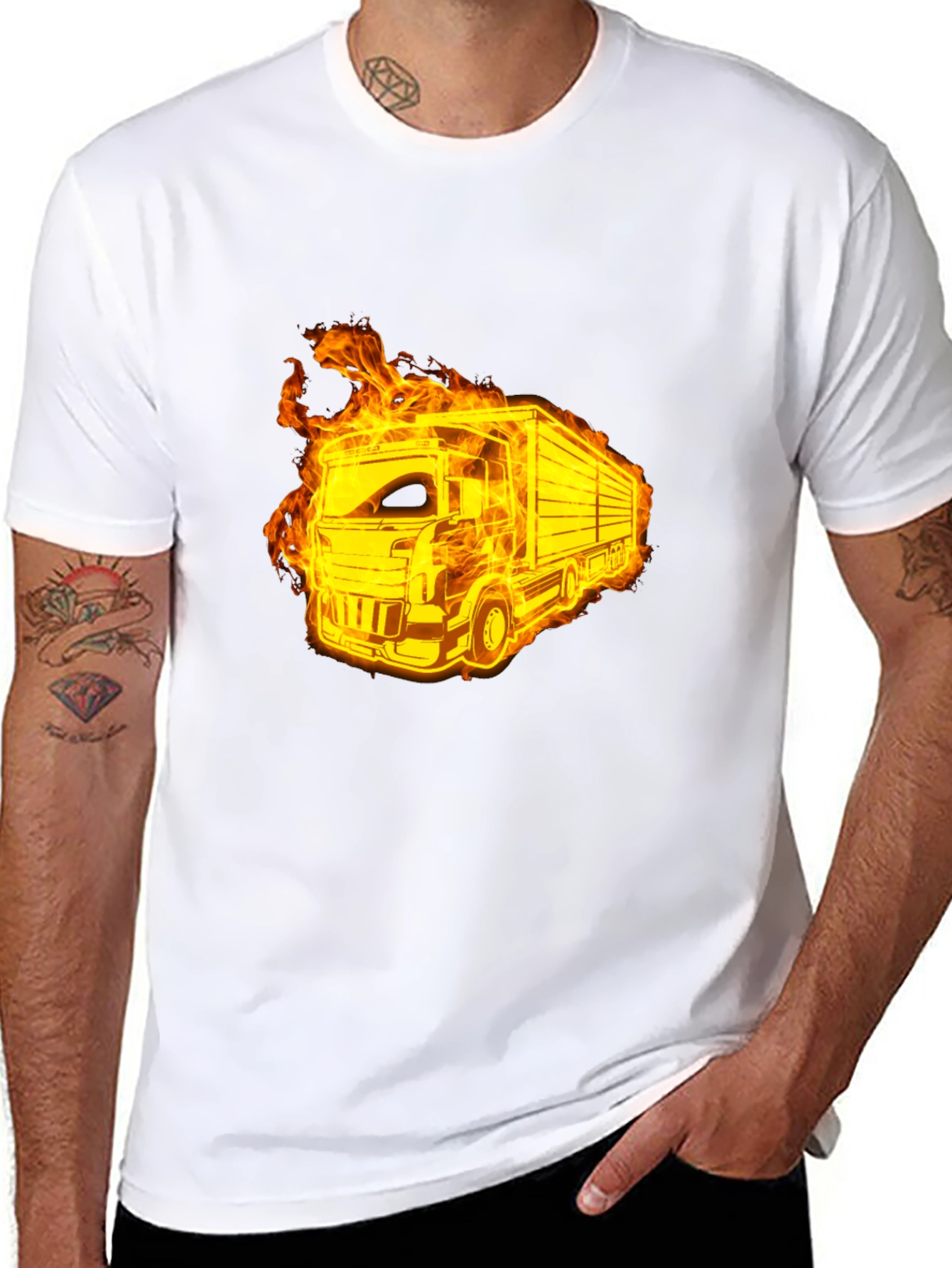 Flaming Truck Black T-Shirt