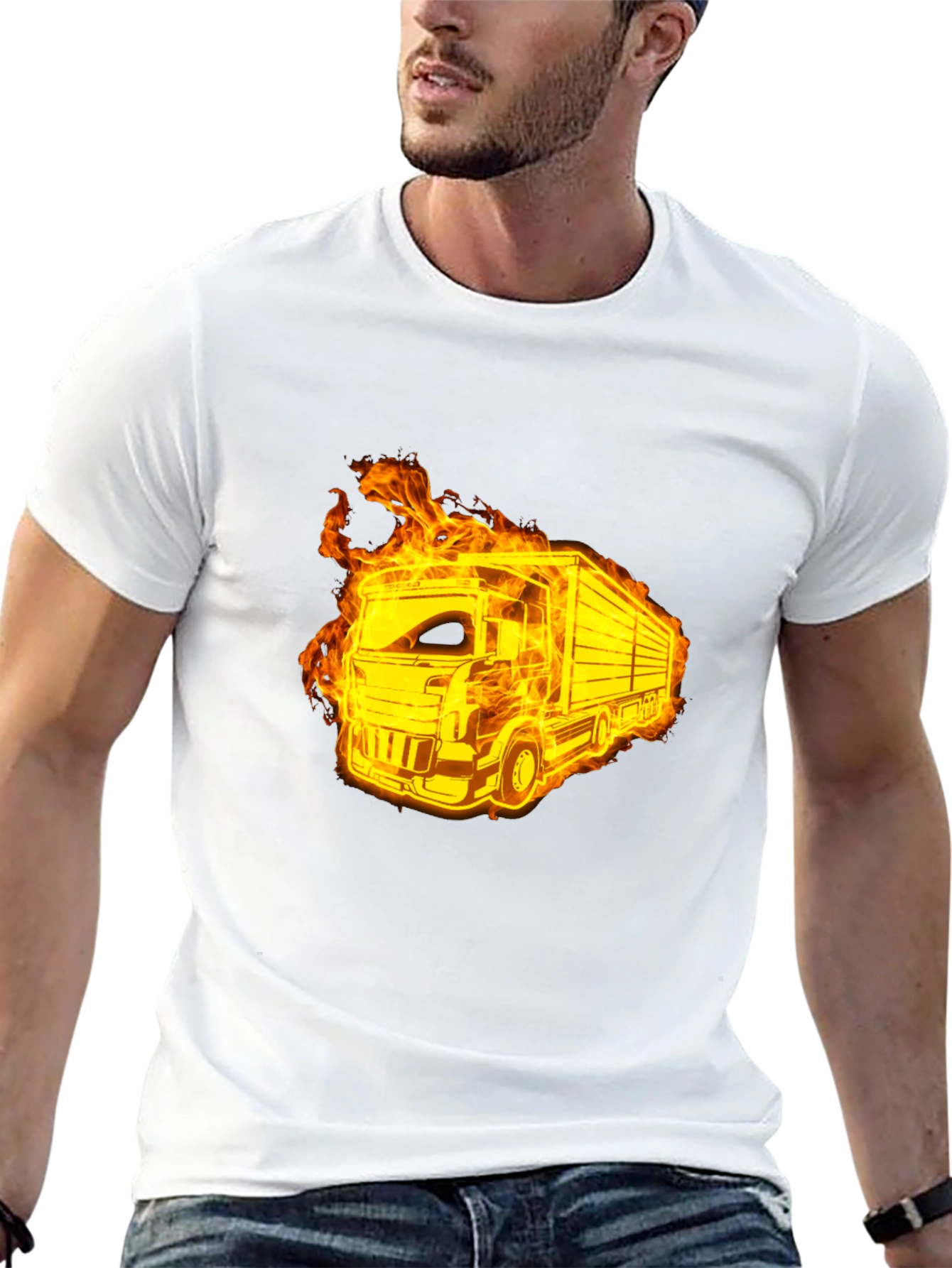 Flaming Truck Black T-Shirt