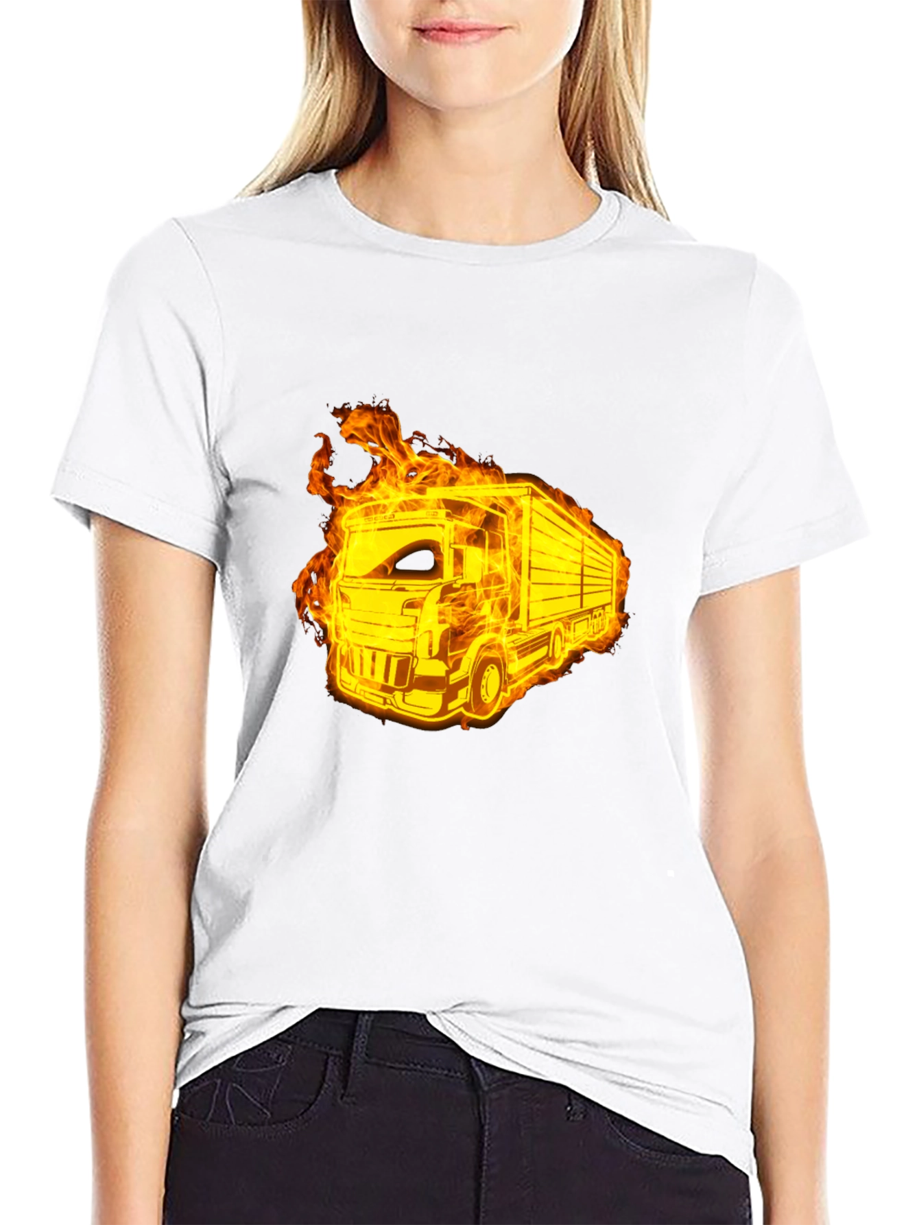 Flaming Truck Black T-Shirt