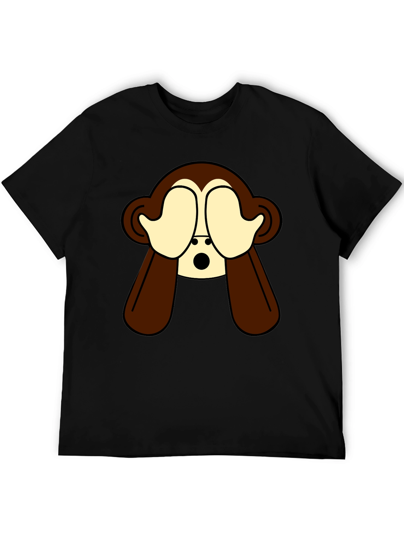 Hear No Evil Monkey Graphic Tee - Black Cotton