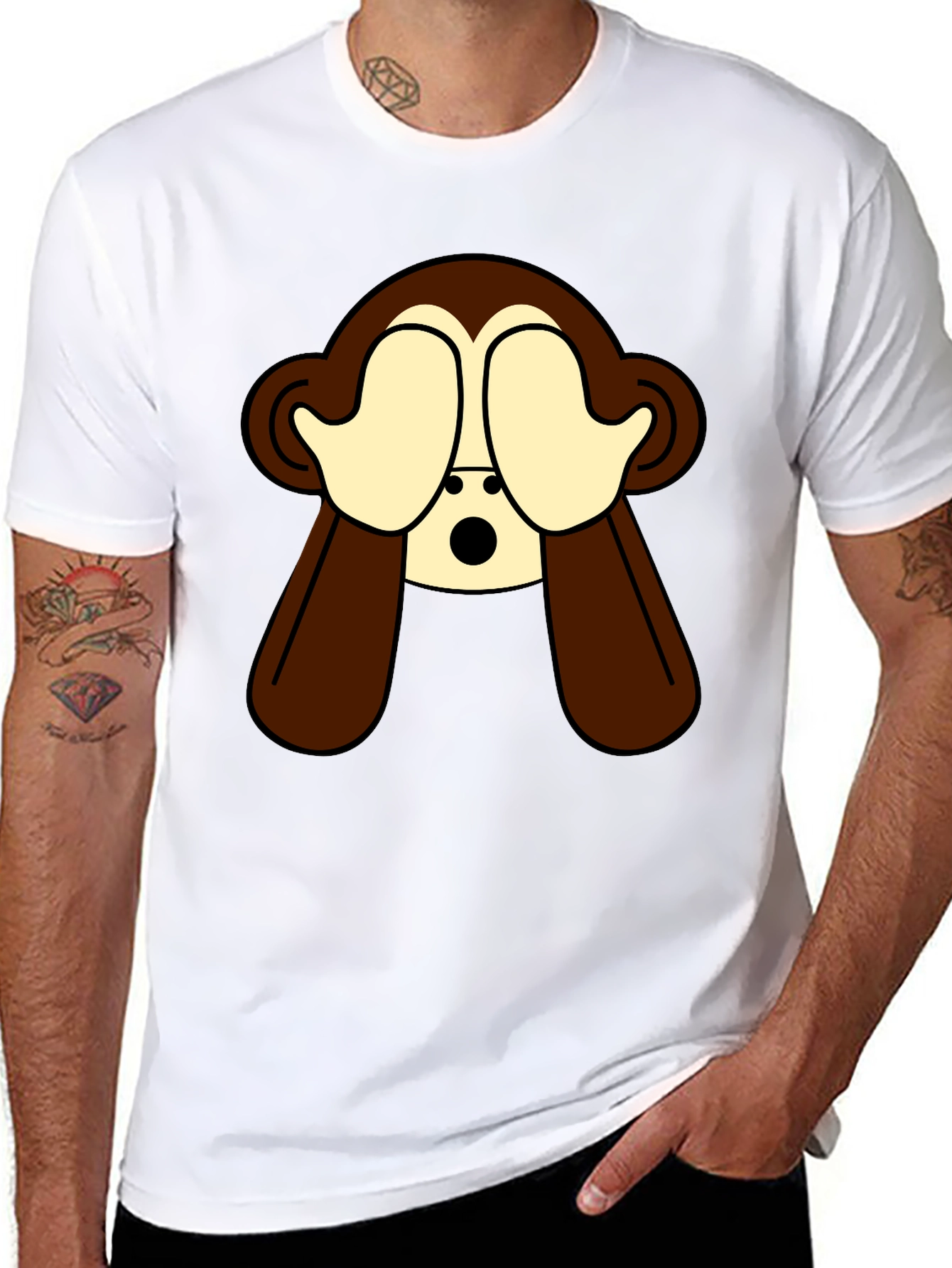 Hear No Evil Monkey Graphic Tee - Black Cotton