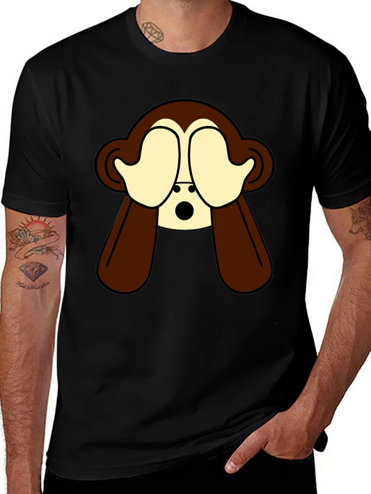 Hear No Evil Monkey Graphic Tee - Black Cotton