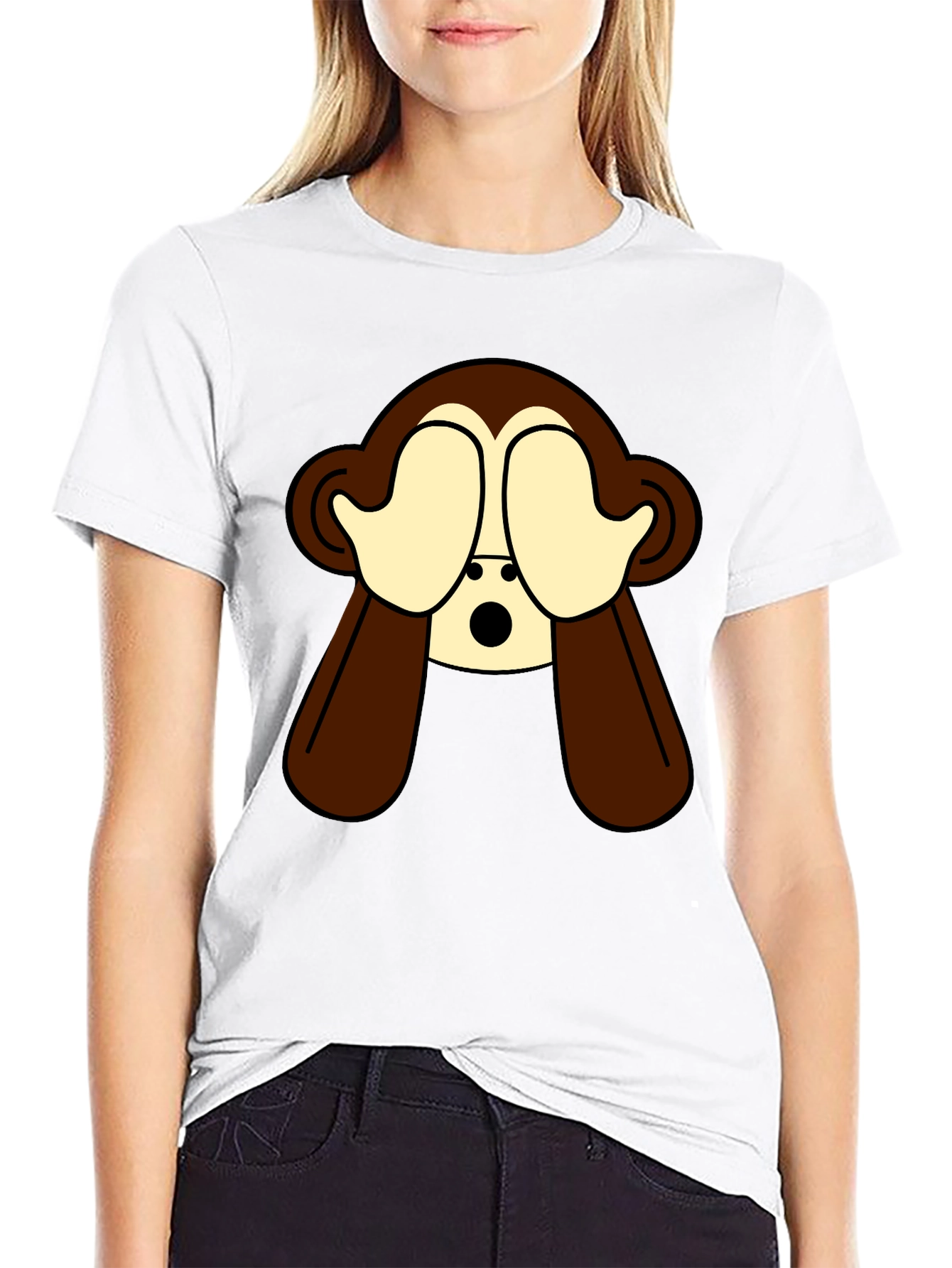 Hear No Evil Monkey Graphic Tee - Black Cotton