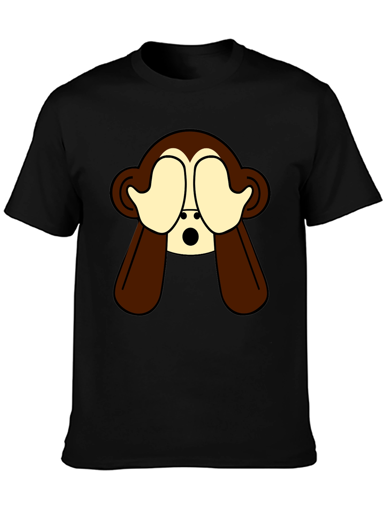 Hear No Evil Monkey Graphic Tee - Black Cotton