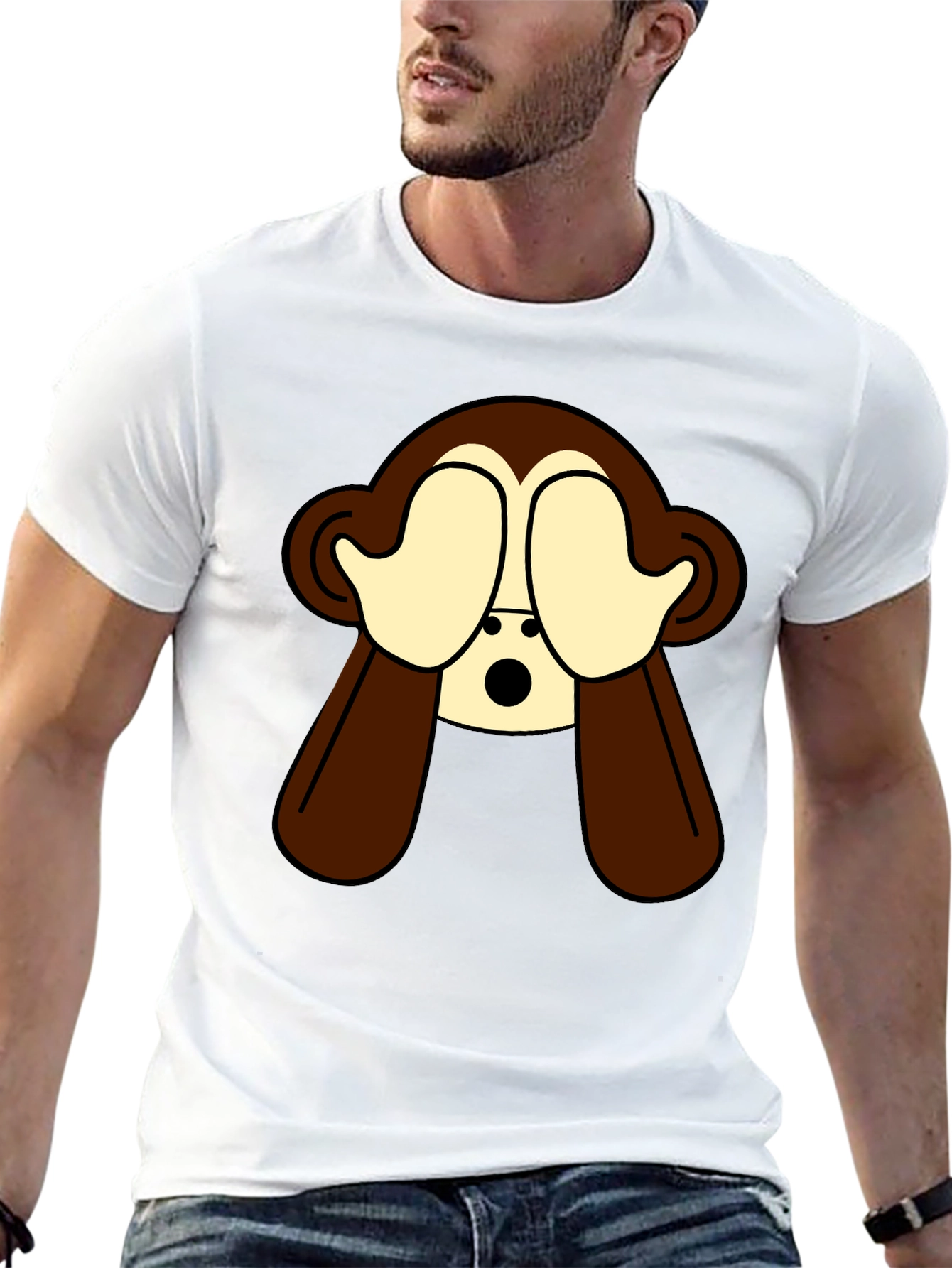 Hear No Evil Monkey Graphic Tee - Black Cotton
