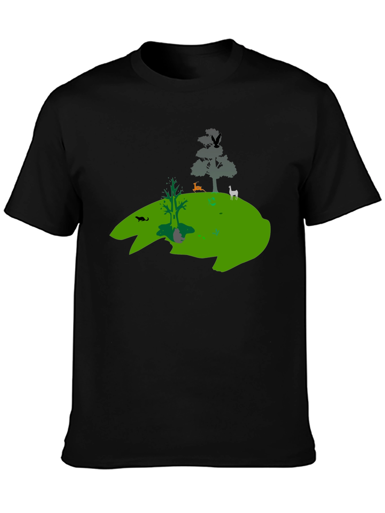 Nature Silhouette Graphic Black T-Shirt
