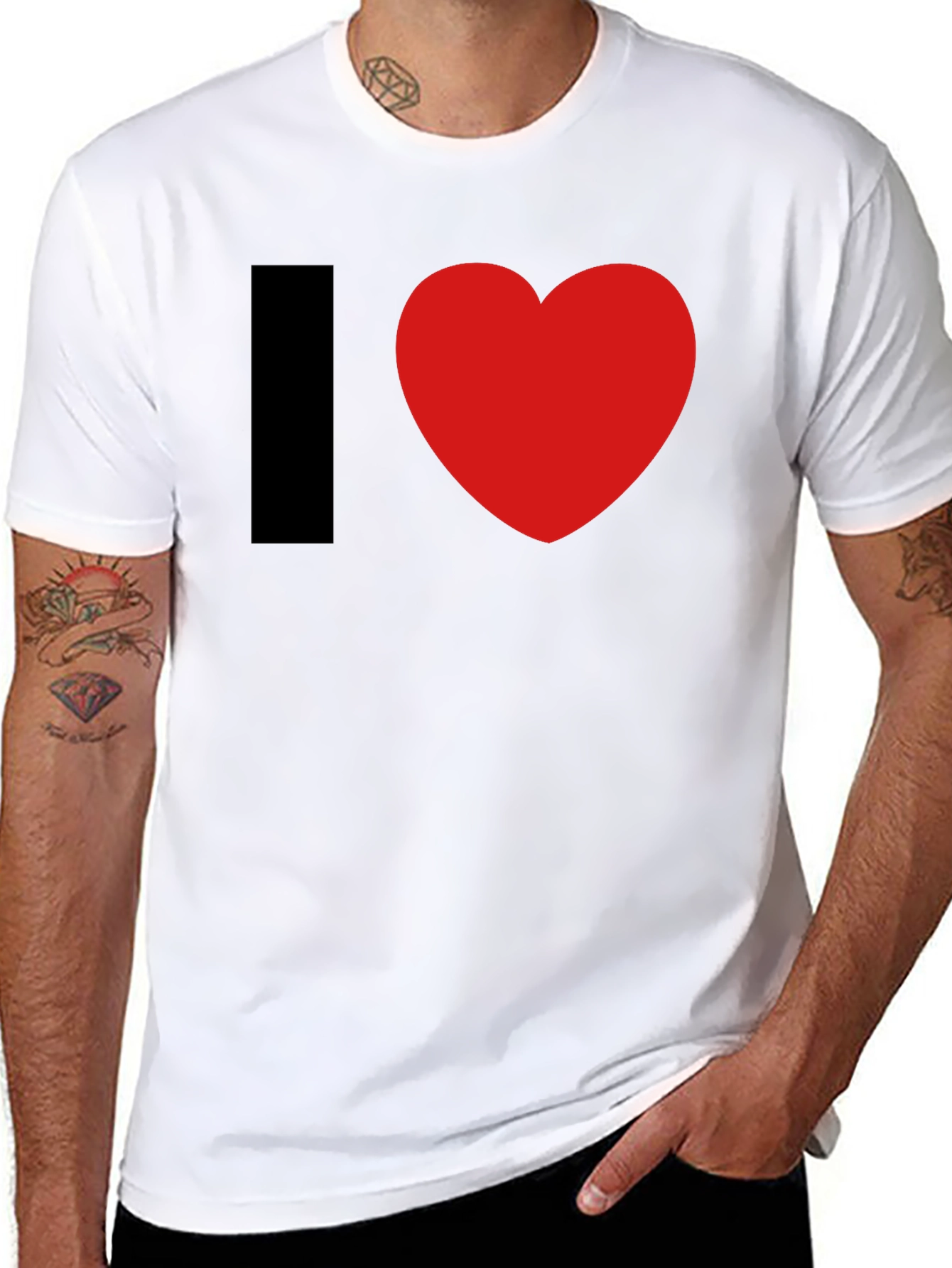 I Heart Graphic Tee - Black Cotton Blend T-Shirt