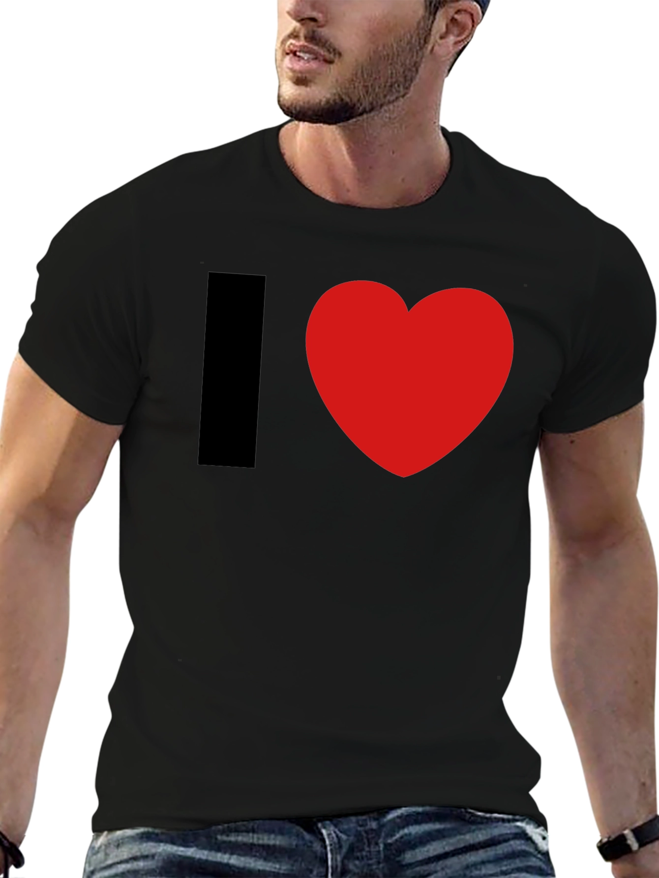 I Heart Graphic Tee - Black Cotton Blend T-Shirt