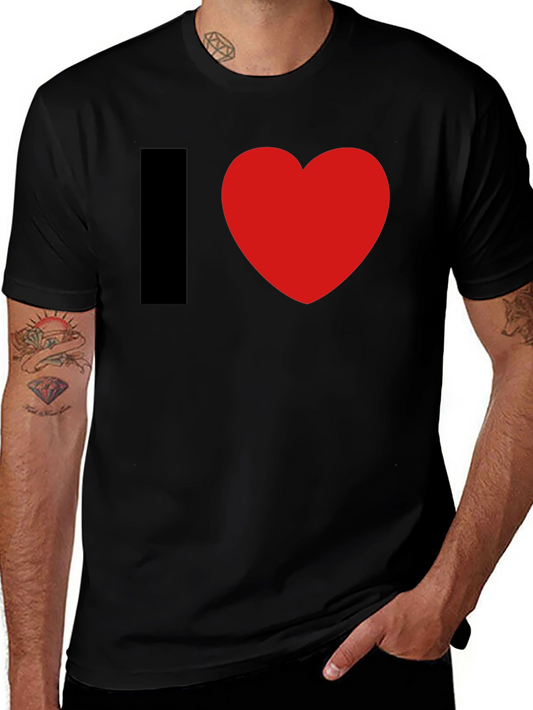 I Heart Graphic Tee - Black Cotton Blend T-Shirt