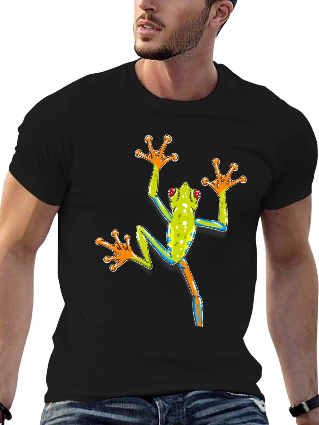 Frog Graphic Black T-Shirt - Novelty Tee