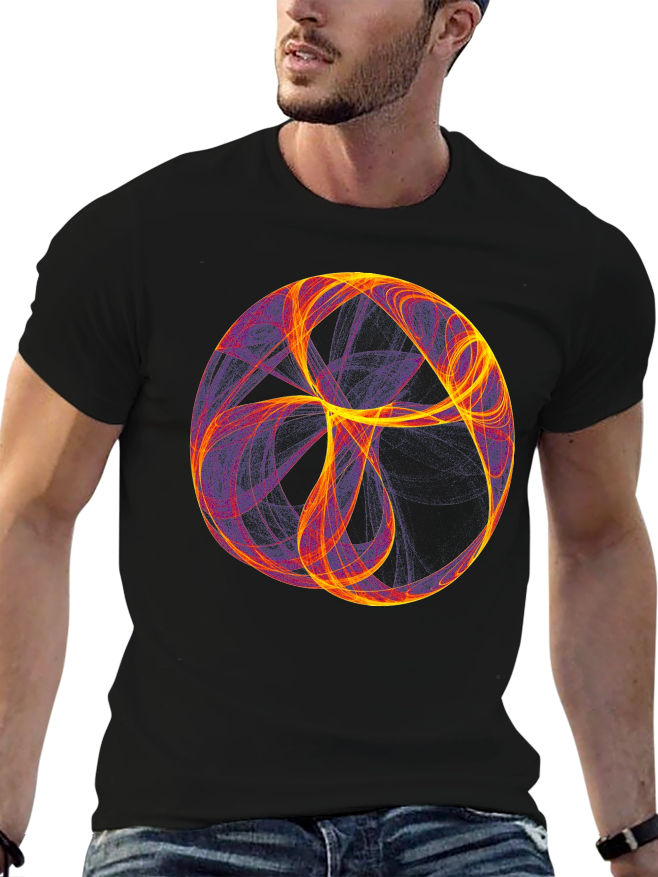 Abstract Orb Graphic Black T-Shirt
