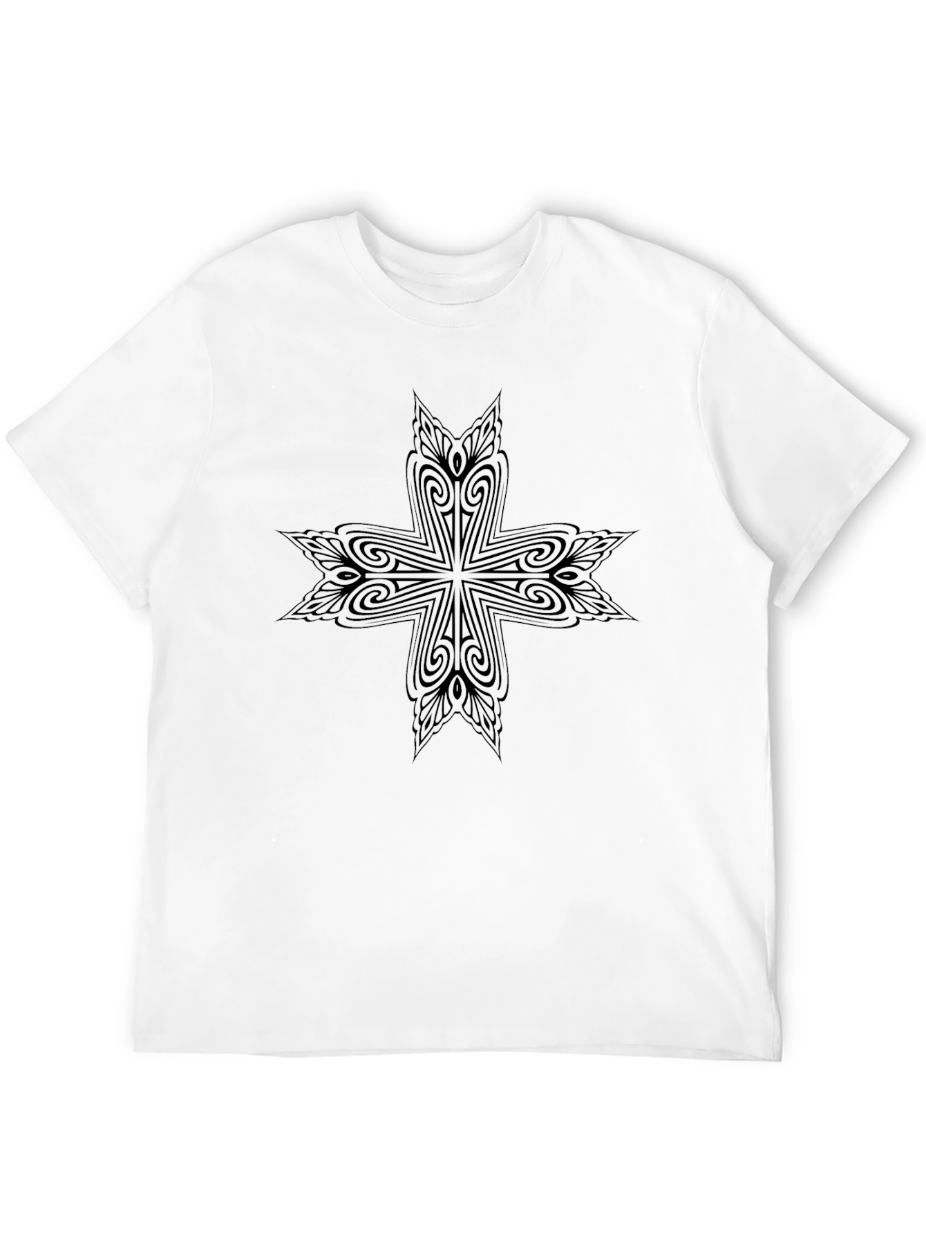 Modern Tribal Cross Black T-Shirt