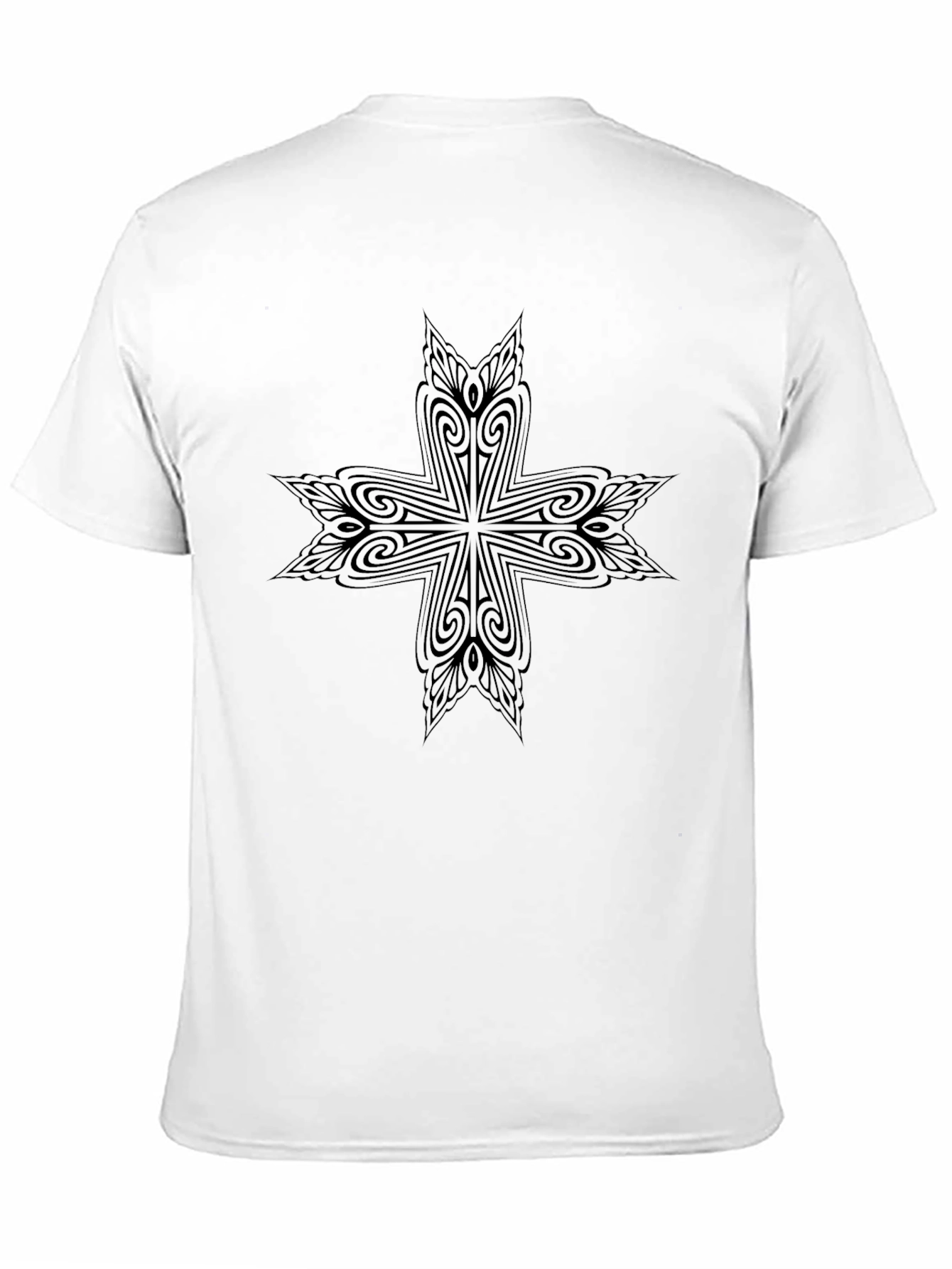 Modern Tribal Cross Black T-Shirt