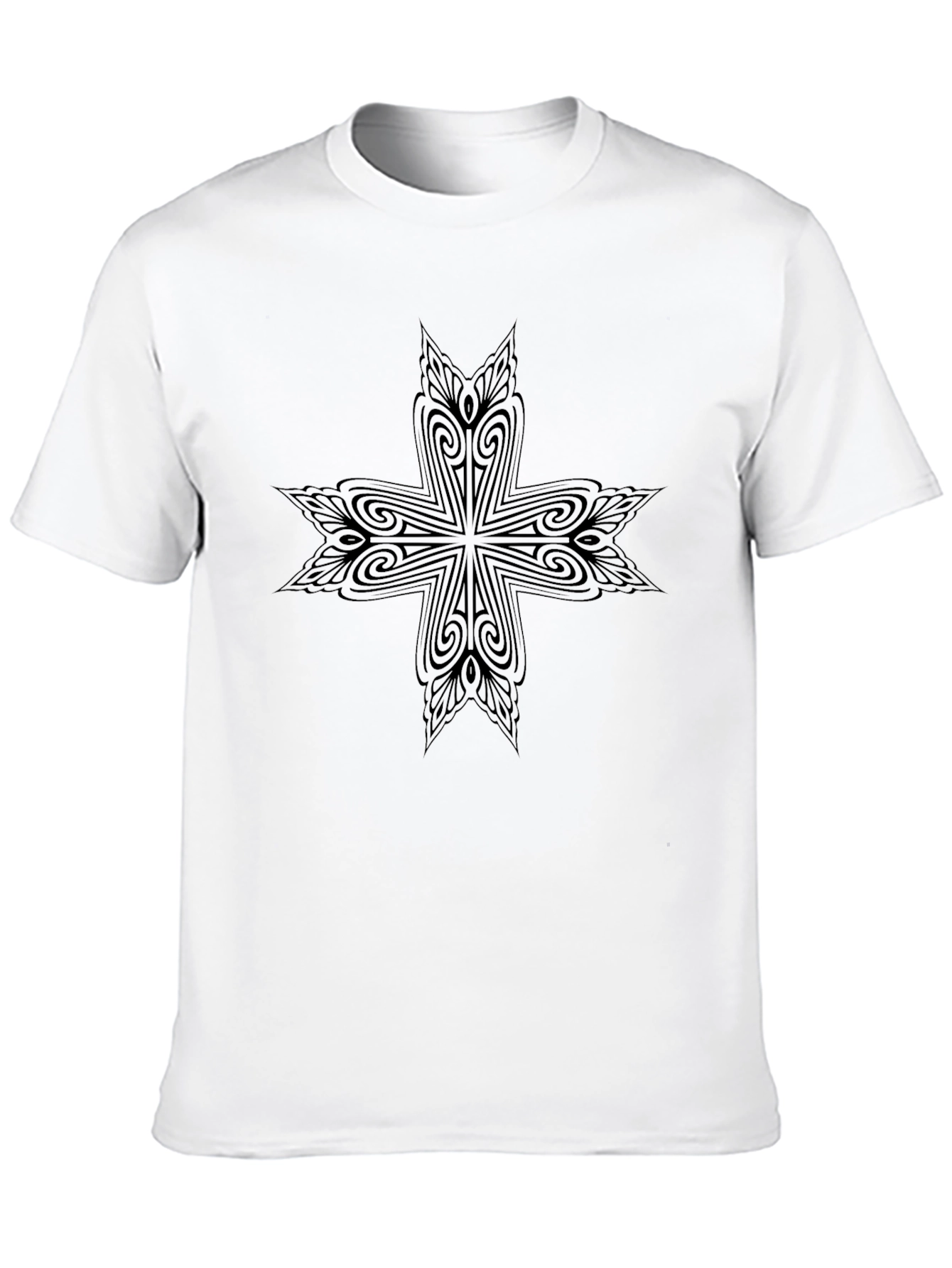 Modern Tribal Cross Black T-Shirt
