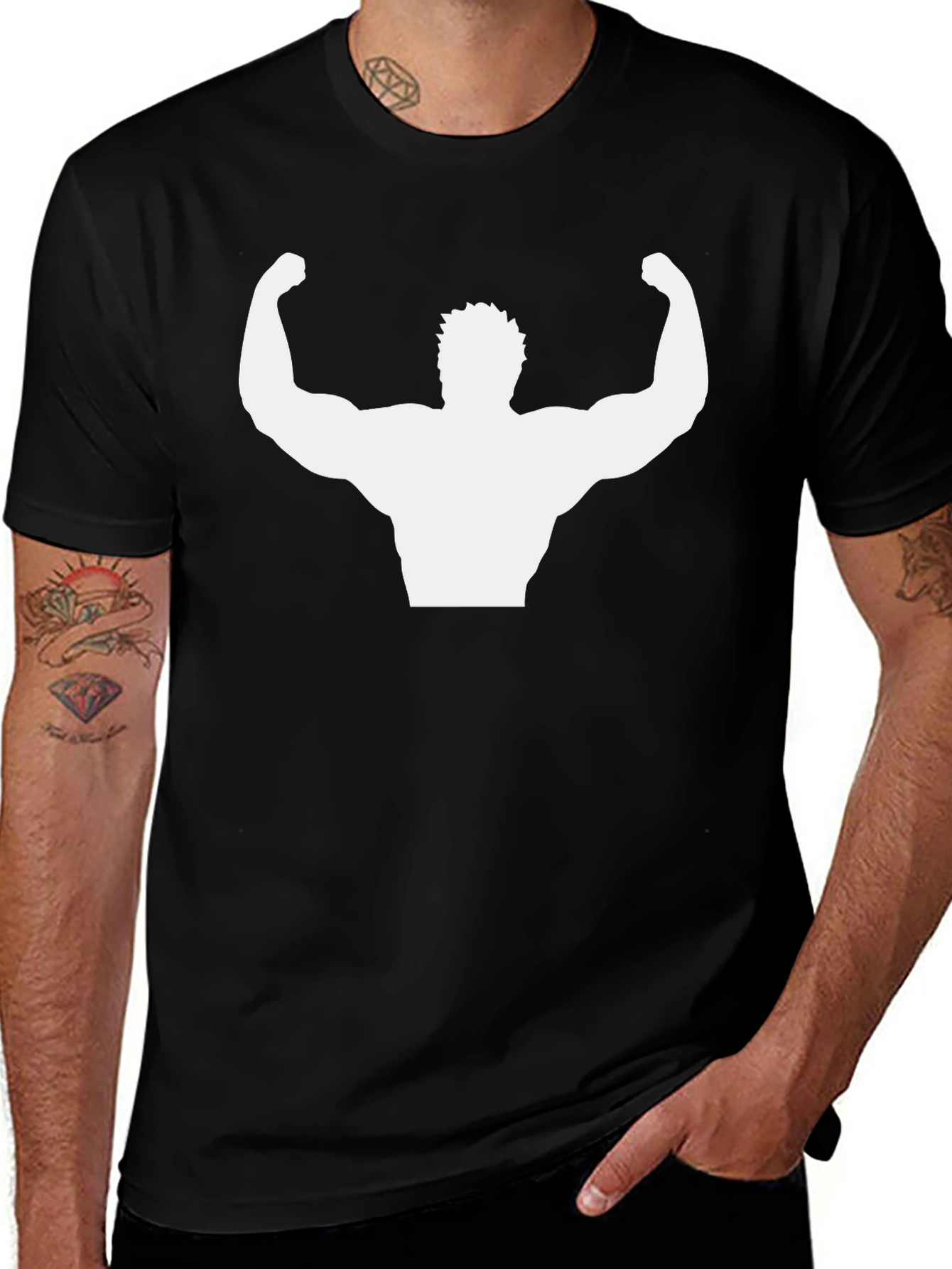 Muscle Man Graphic Tee - Black Cotton Comfort