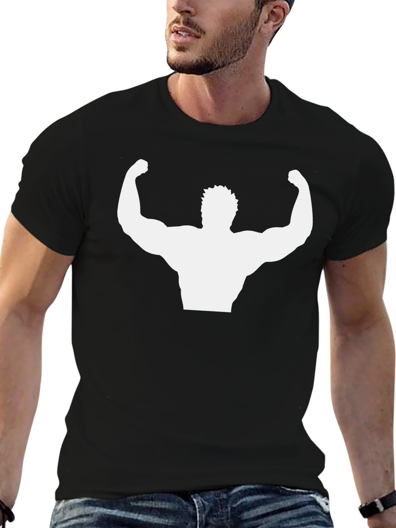 Muscle Man Graphic Tee - Black Cotton Comfort