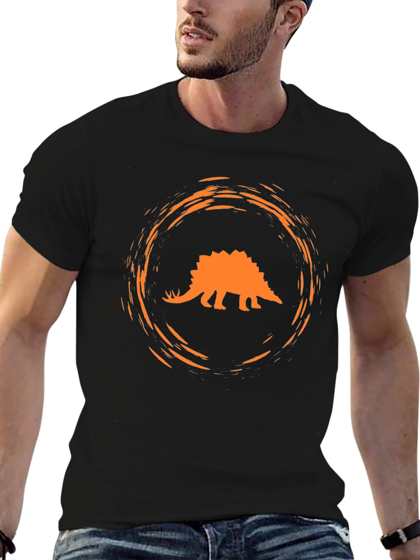 Dino Circle Tee - Black Cotton Comfort