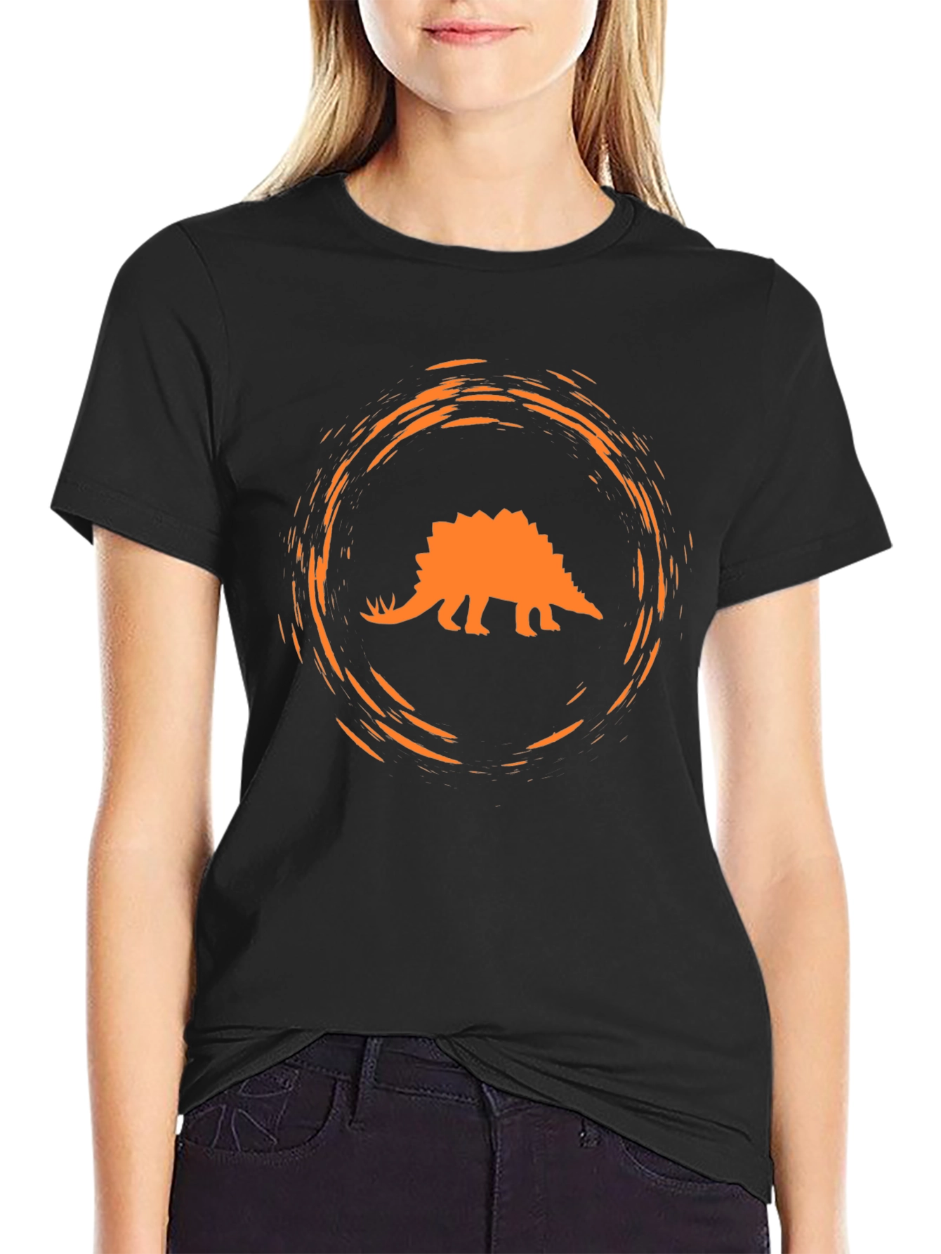Dino Circle Tee - Black Cotton Comfort