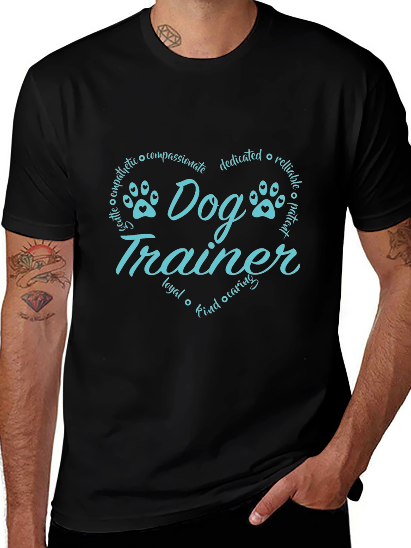 Dog Trainer Heart Graphic Tee - Black