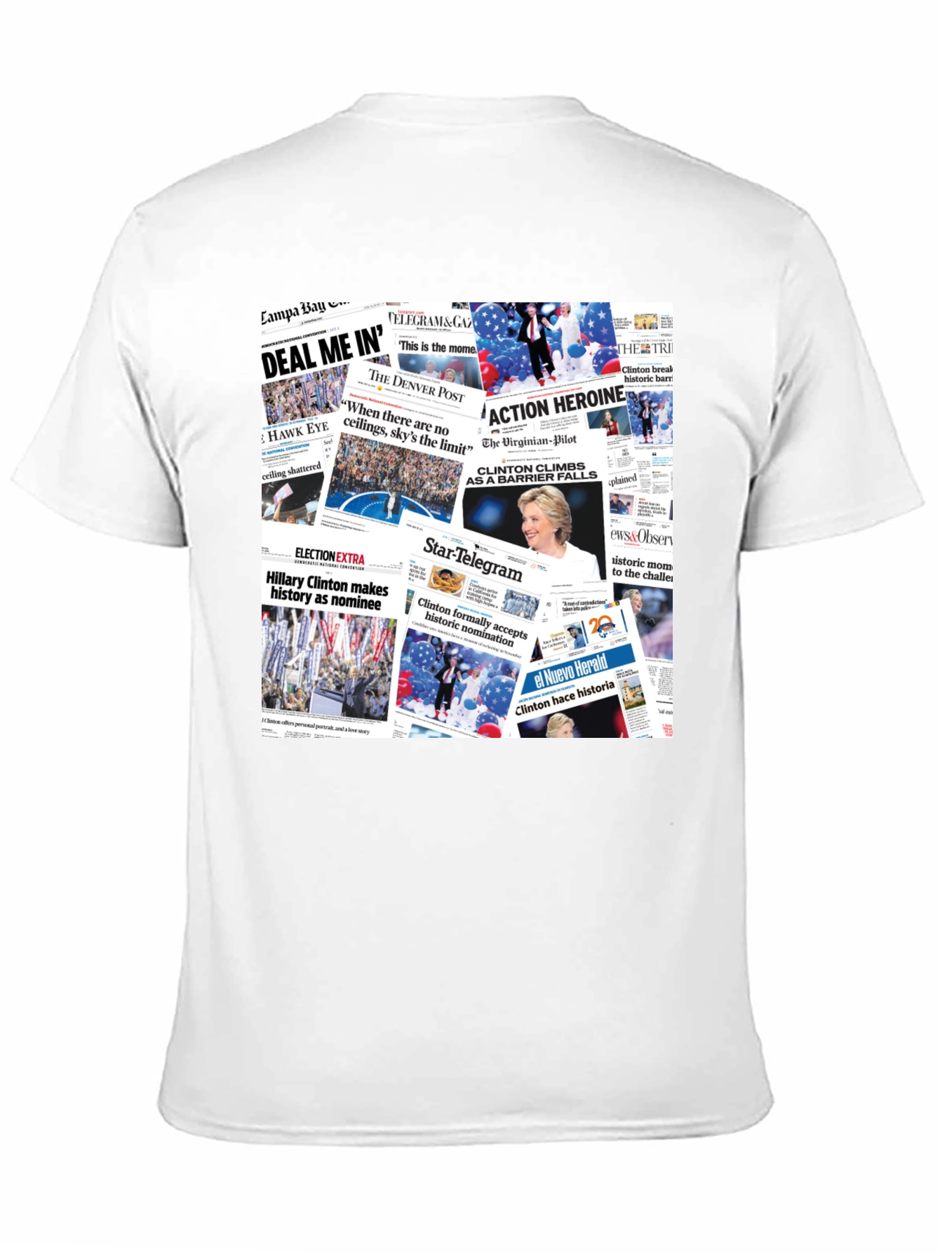Newspaper Headline Collage Graphic Print T-Shirt