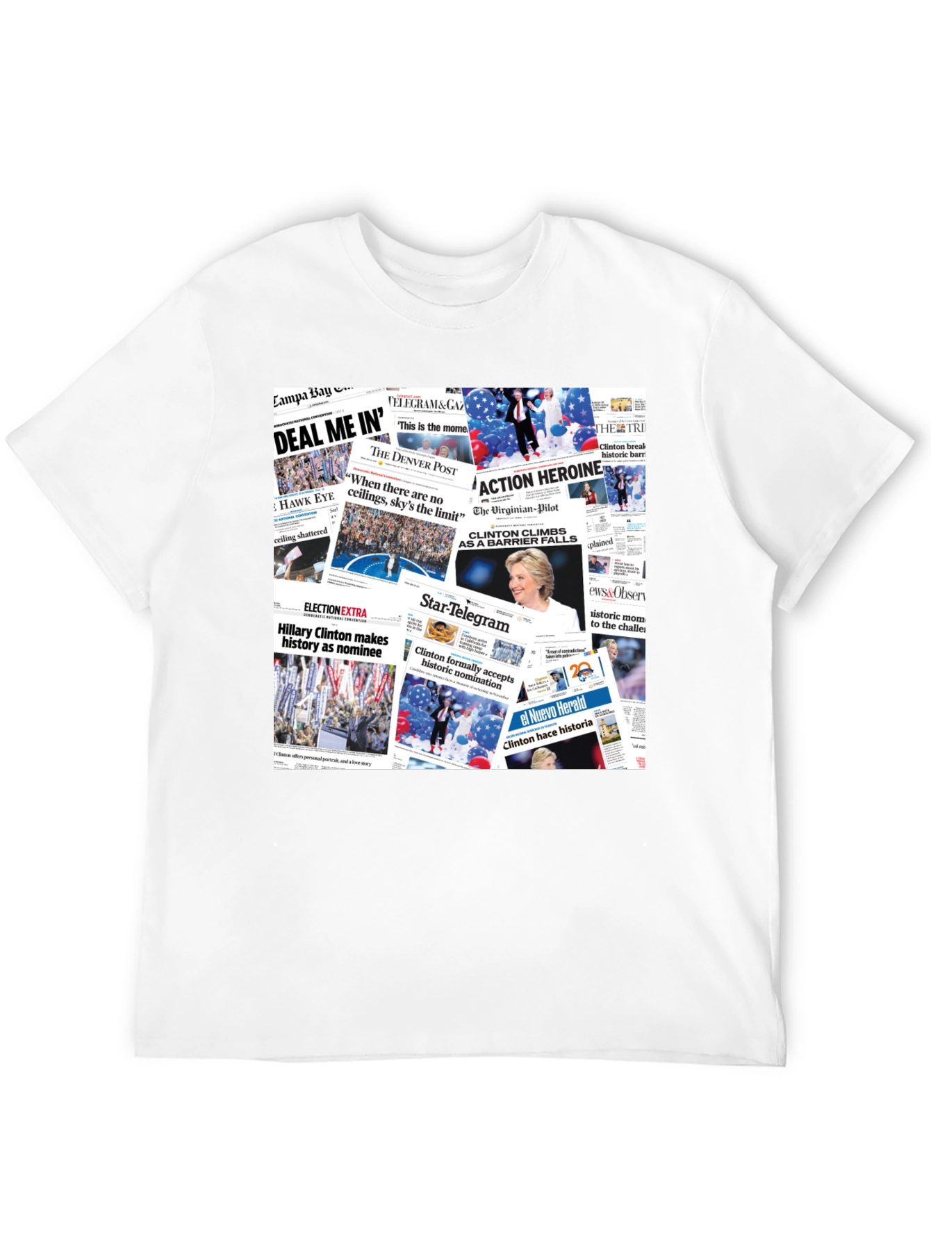 Newspaper Headline Collage Graphic Print T-Shirt
